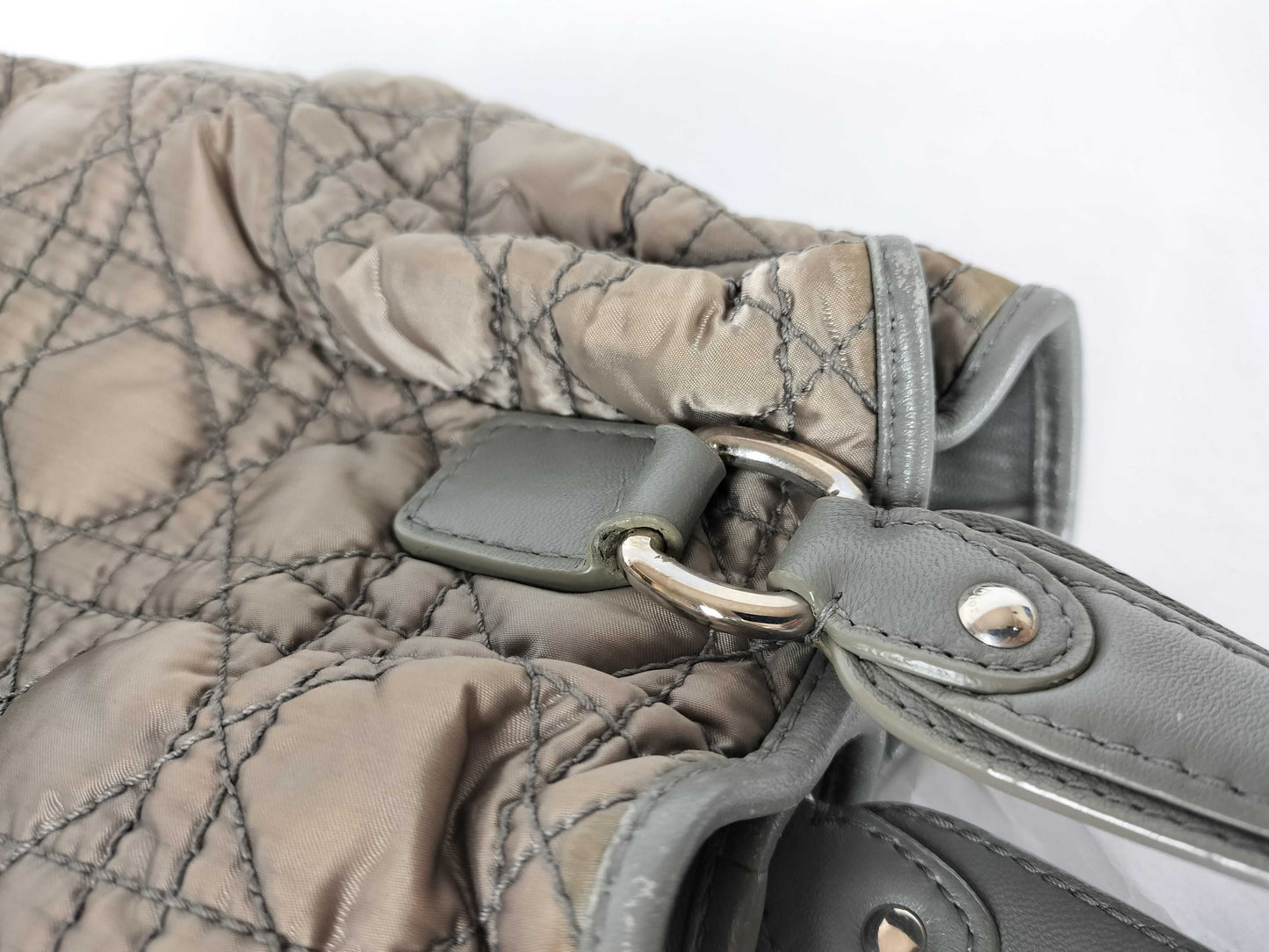 Dior Cannage Nylon Handbag/Shoulder Bag with Charm