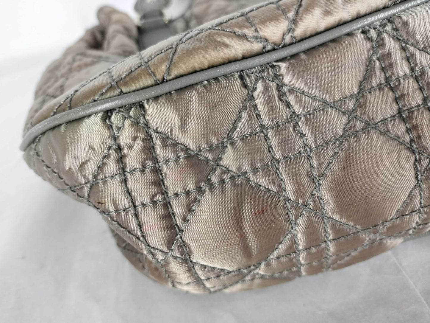 Dior Cannage Nylon Handbag/Shoulder Bag with Charm