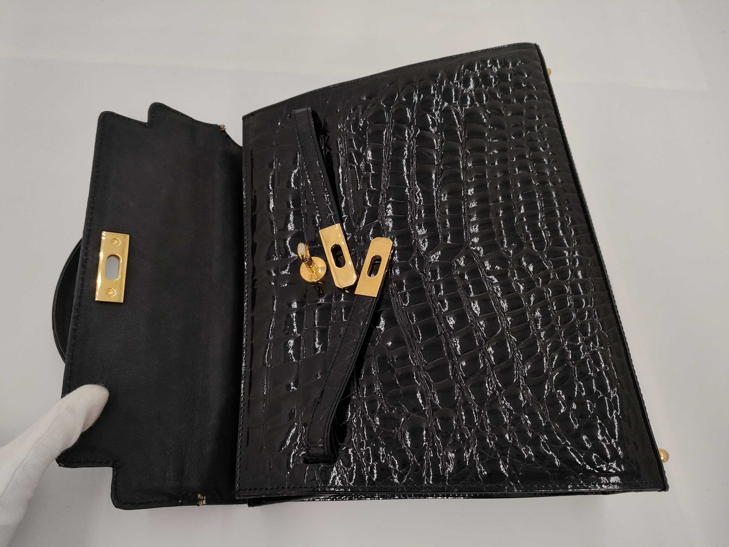 NUOVO BIDENTE Shining Crocodile 2-way Shoulder Bag/Handbag Bag