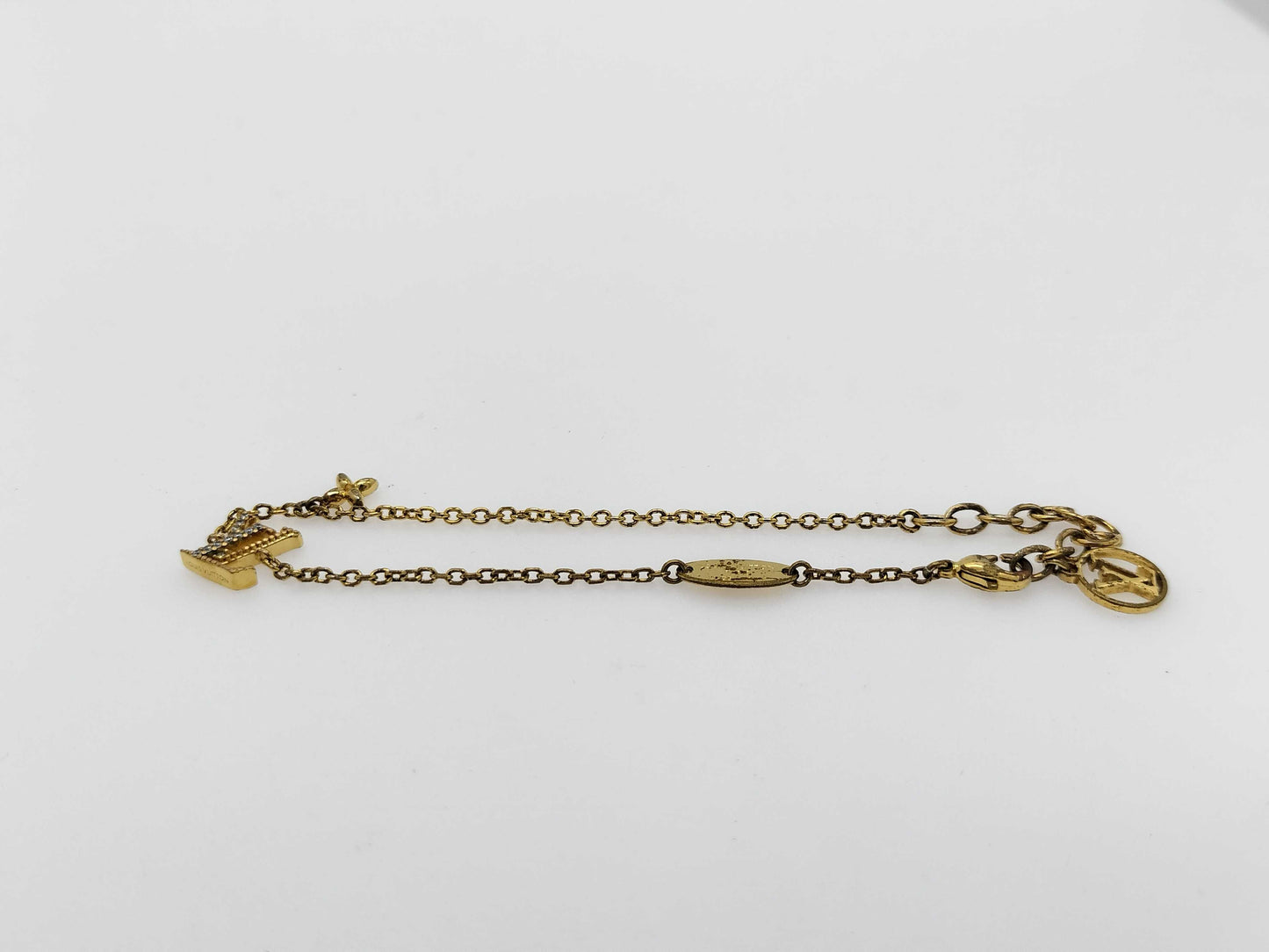 LOUIS VUITTON M00587 LOUIS VUITTON Gold Rhinestone LV Logo Bracelet Bracelet/Bangle
