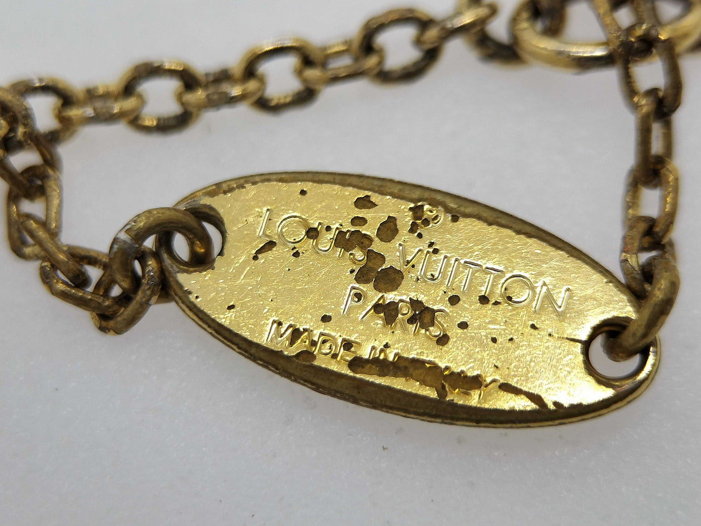 LOUIS VUITTON M00587 LOUIS VUITTON Gold Rhinestone LV Logo Bracelet Bracelet/Bangle