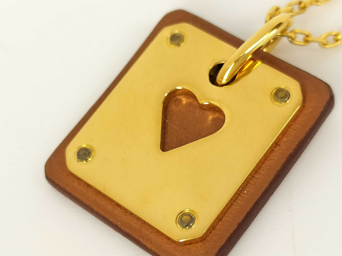 HERMES HERMES Necklace Heart Plate AS DE COEUR Playing Card Necklace
