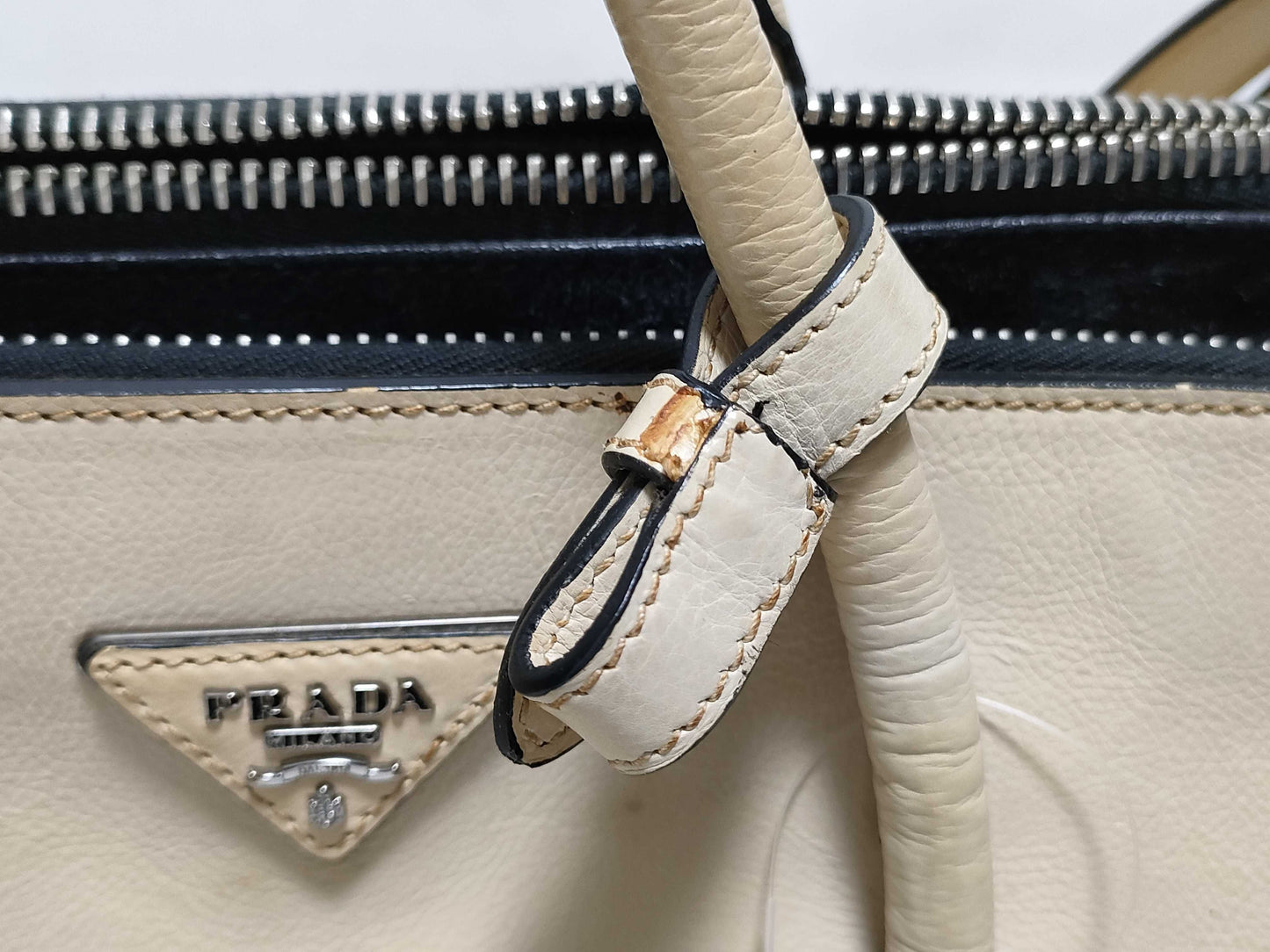 PRADA SG-Prada Leather 2-way Handbag Beige BN2619 Handbag