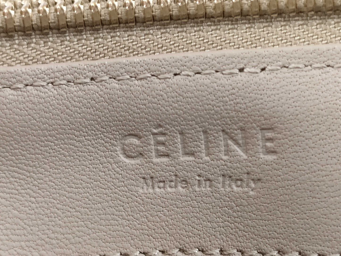 CELINE Trio Leather Shoulder Bag, Beige