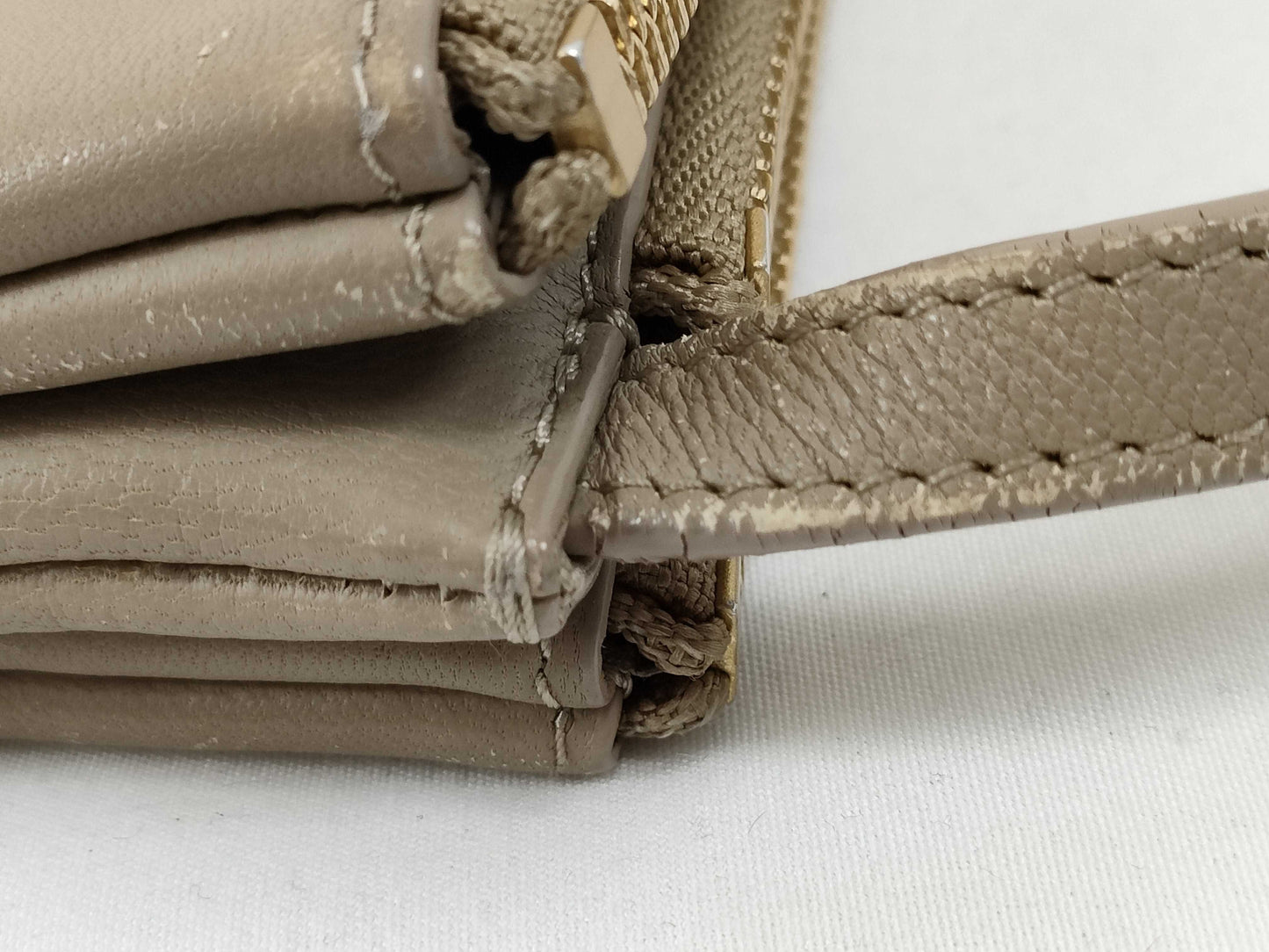 CELINE Trio Leather Shoulder Bag, Beige