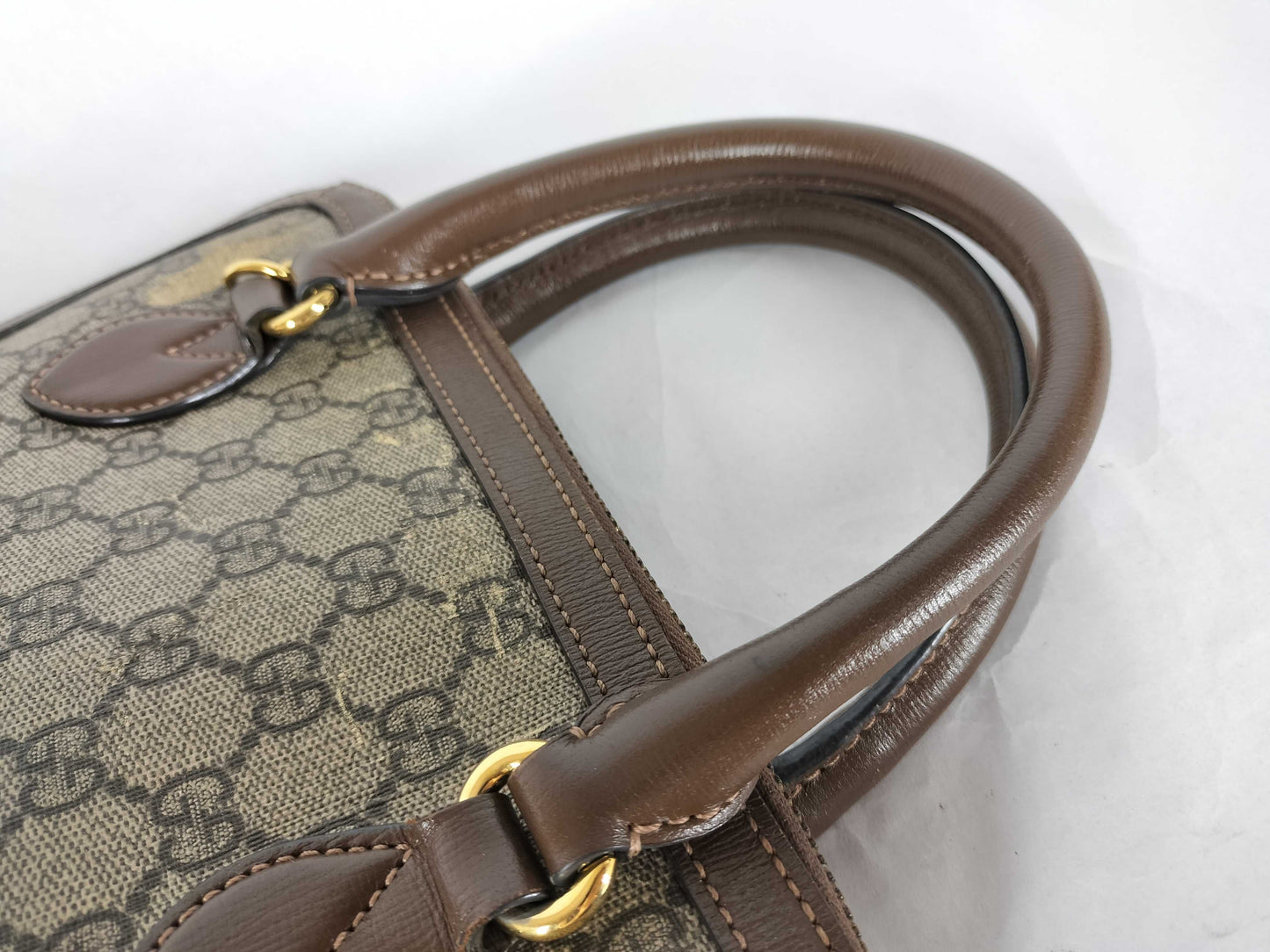 GUCCI GG Supreme ID-Gucci GG Supreme Horse Bits PVC & Leather 2-Way Handbag 620850 525040 With Handbag