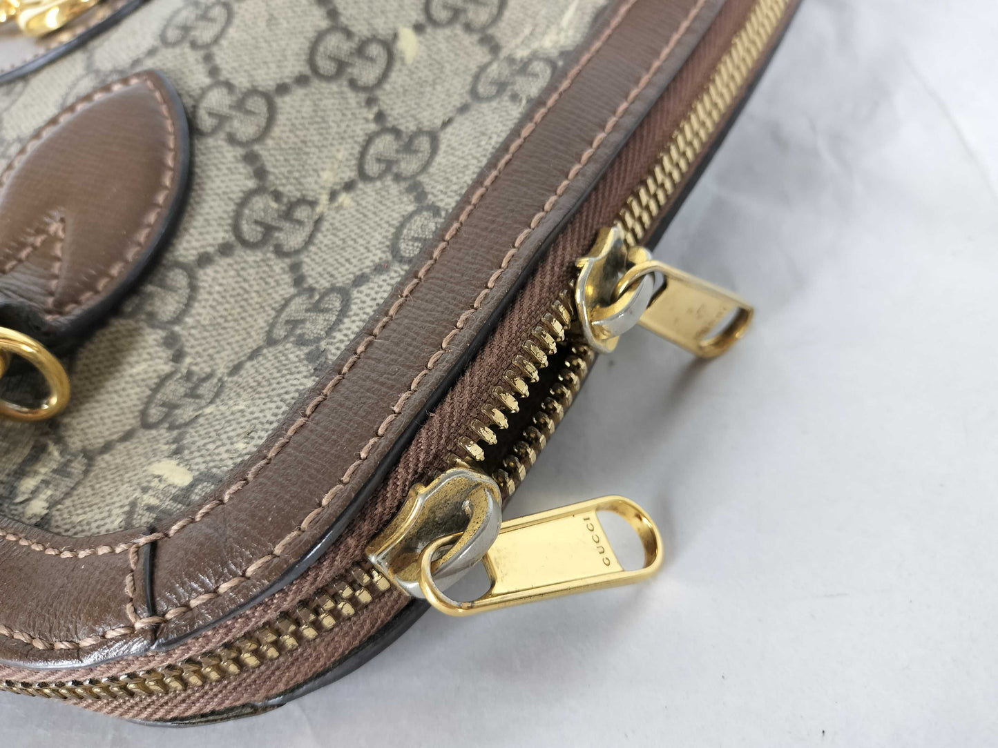 GUCCI GG Supreme ID-Gucci GG Supreme Horse Bits PVC & Leather 2-Way Handbag 620850 525040 With Handbag