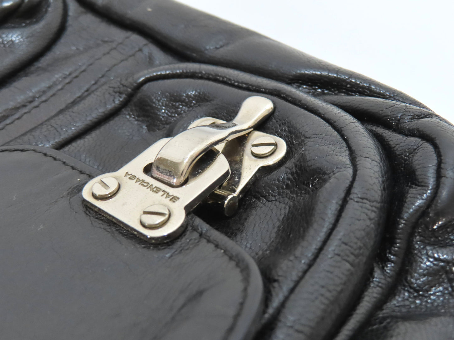BALENCIAGA Clutch Bag Leather Black 182384 Bag