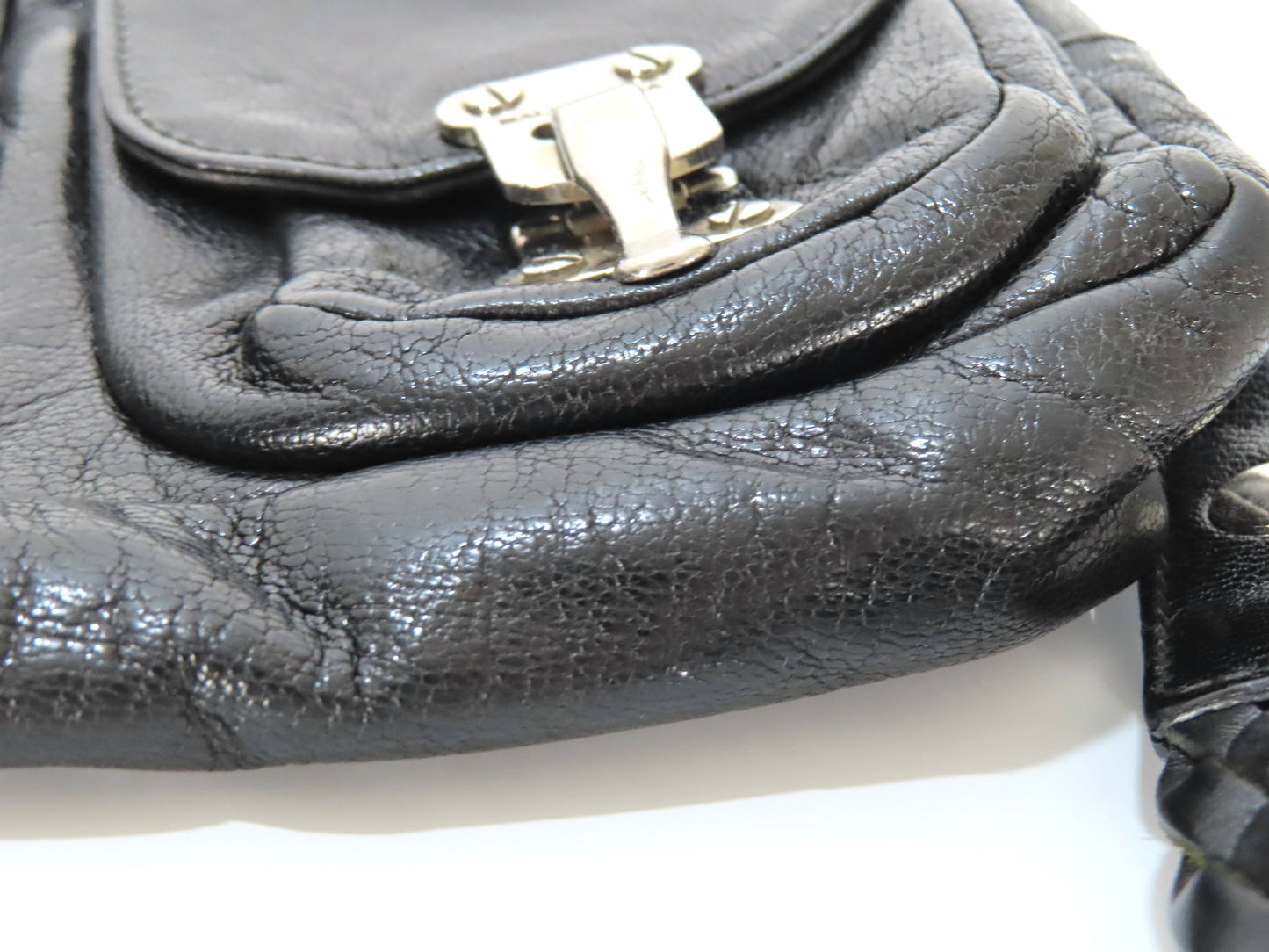 BALENCIAGA Clutch Bag Leather Black 182384 Bag