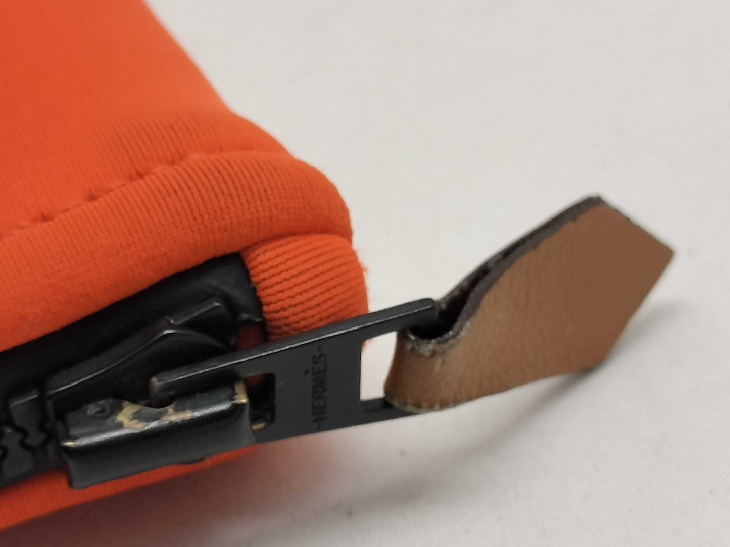 HERMES Truss Flat Neoban Polyamide Pouch Orange Clutch Bag