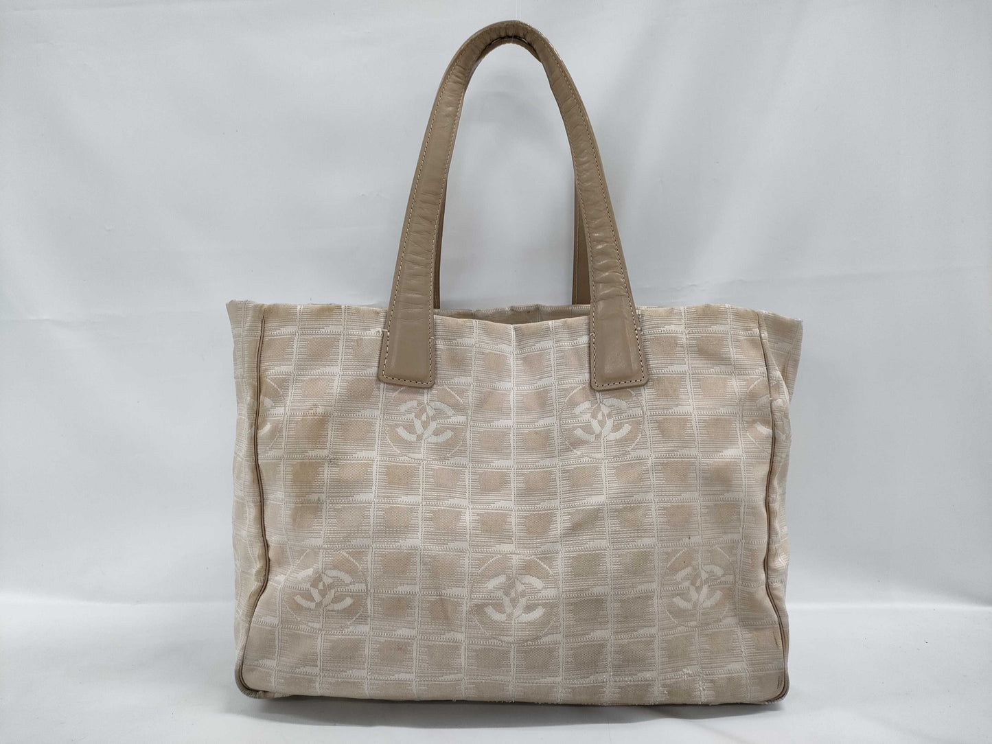 CHANEL New Travel Line Nylon and Leather Tote Bag, Beige, Gold Hardware, 8712681, Series 8