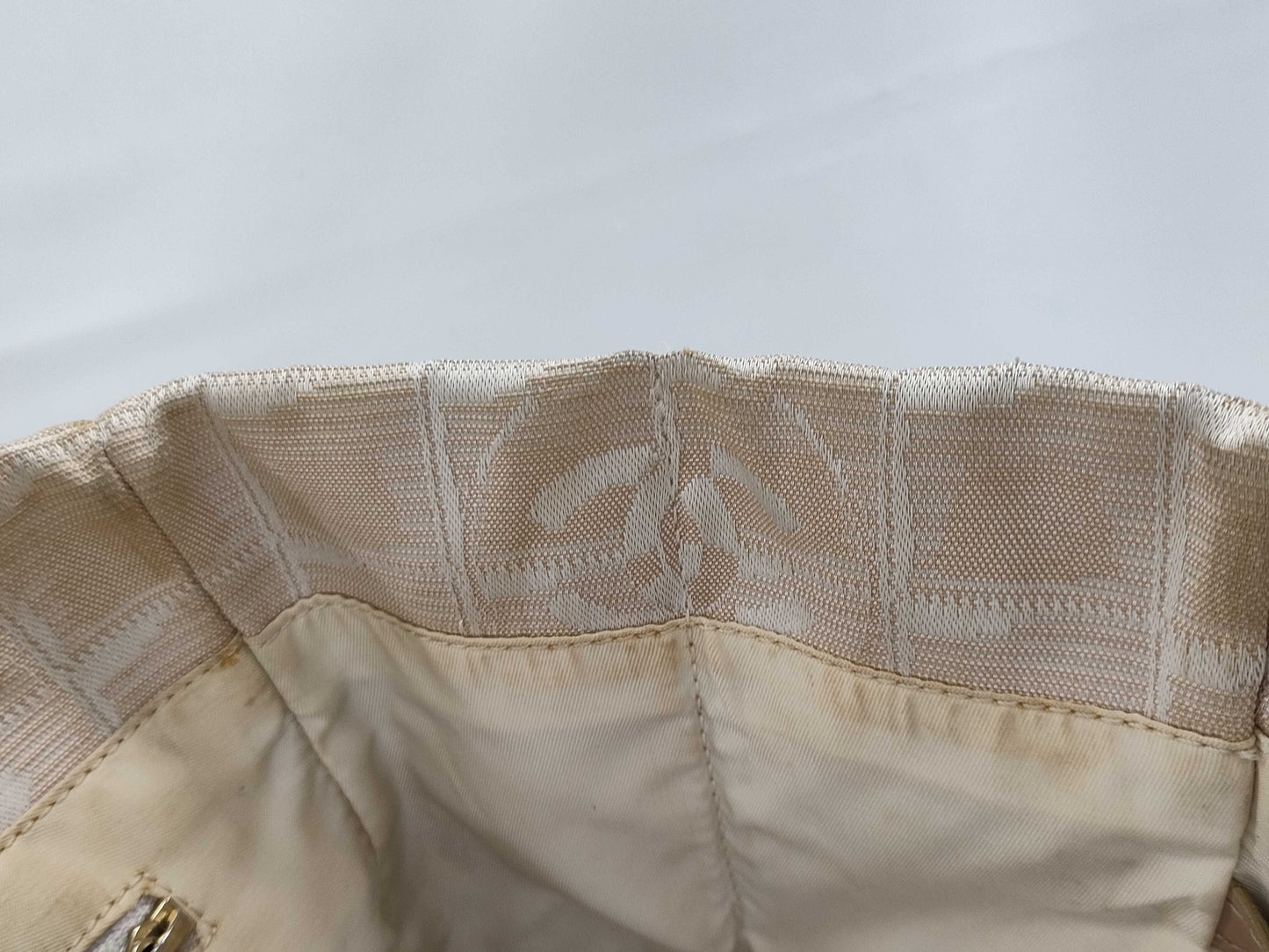 CHANEL New Travel Line Nylon and Leather Tote Bag, Beige, Gold Hardware, 8712681, Series 8