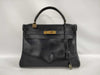HERMES Kelly 32 Inner-stitched Box Calf Handbag in Navy