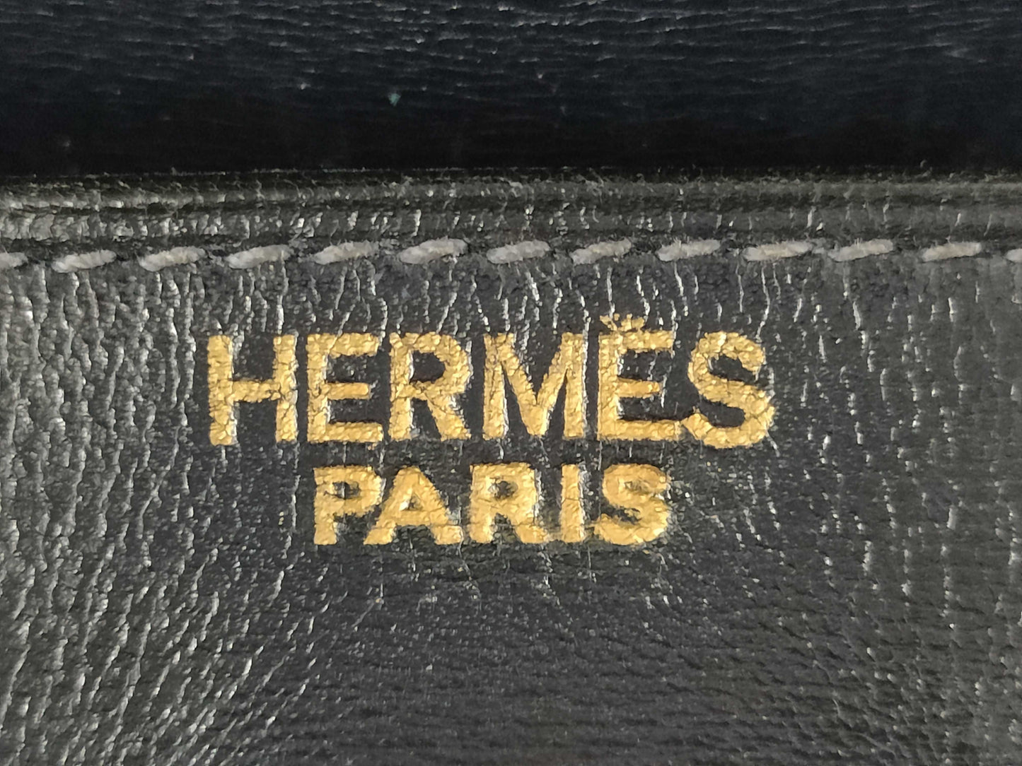 HERMES Kelly 32 Inner-stitched Box Calf Handbag in Navy