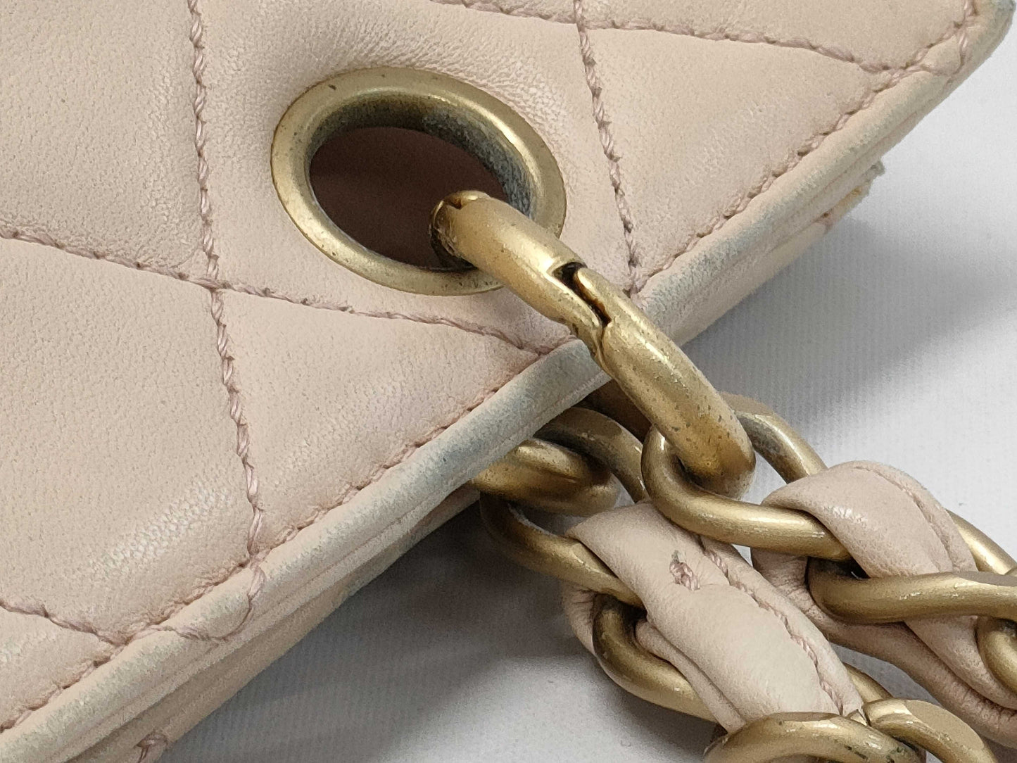 CHANEL Calfskin Chain Handbag, Pink, 6582485