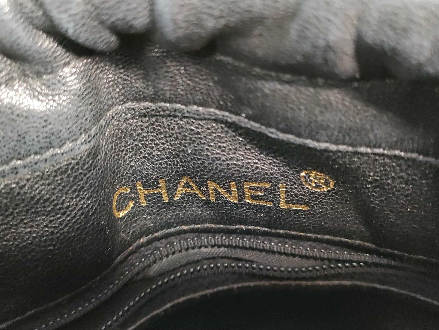 CHANEL Lamb Drawstring Pouch Chain Shoulder Bag Black 0753387