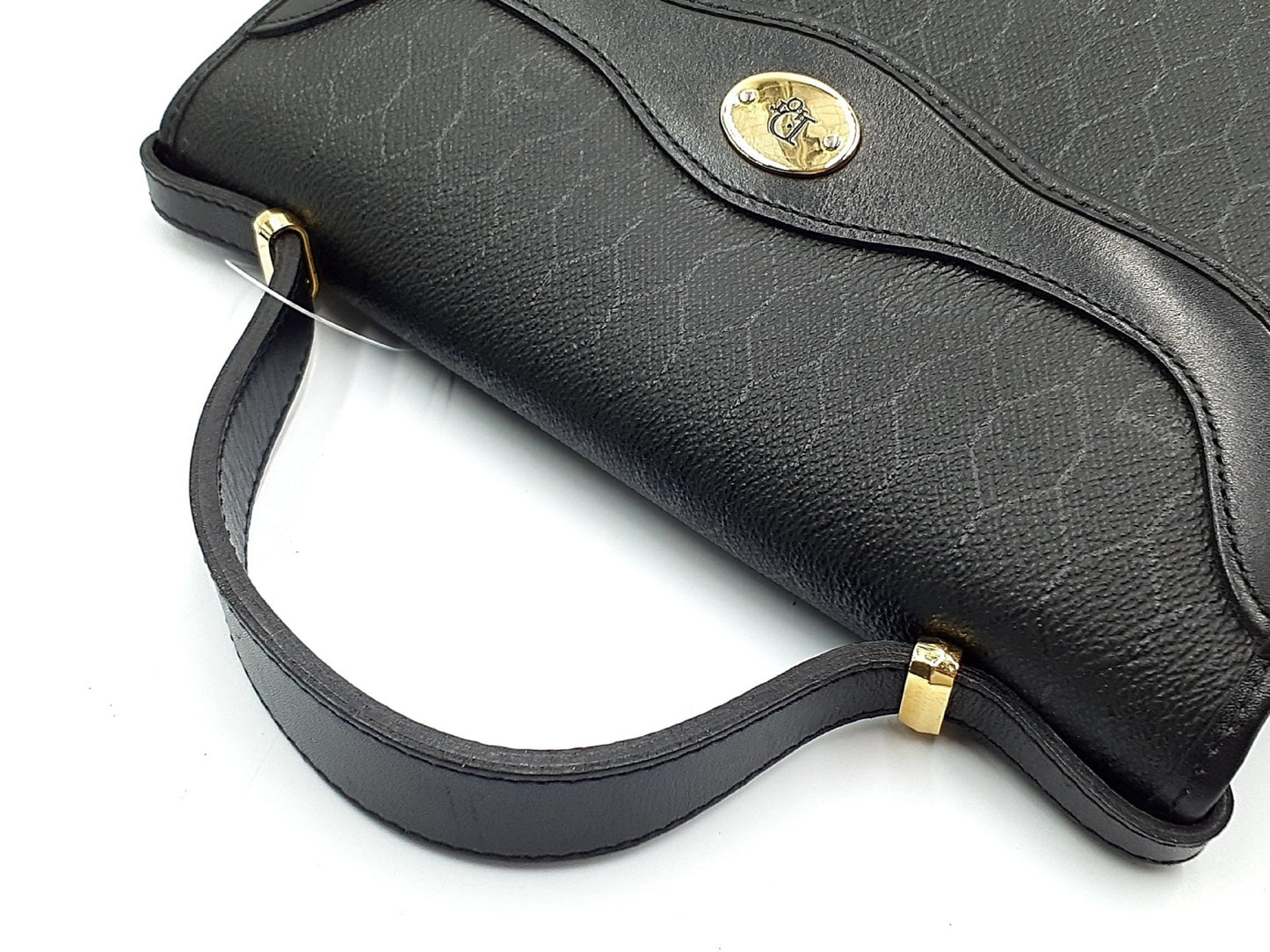 Dior 2-piece honeycomb pattern handbag set with gold hardware, leather handbag and leather shoulder bag
