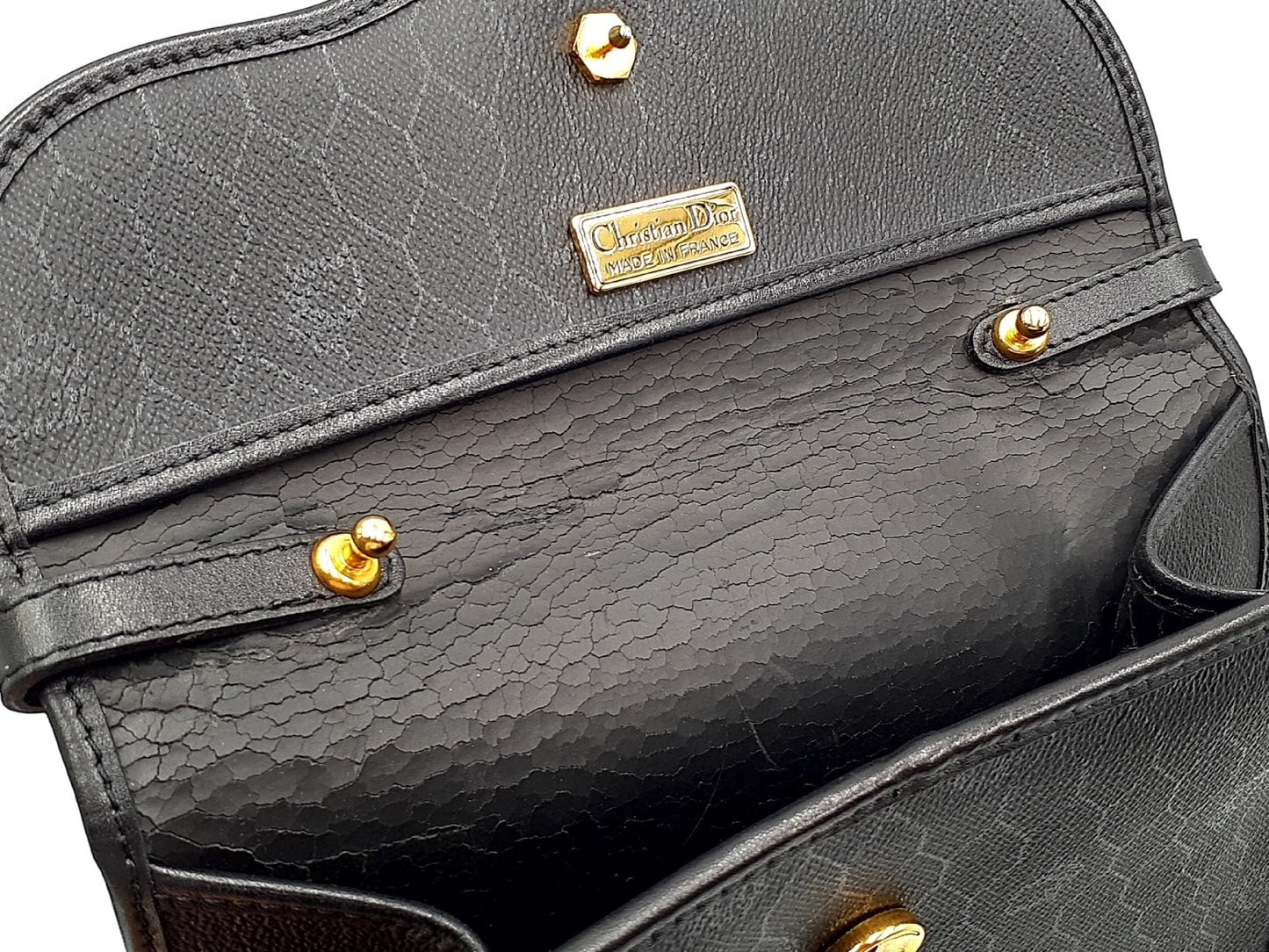 Dior 2-piece honeycomb pattern handbag set with gold hardware, leather handbag and leather shoulder bag