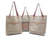 GUCCI 3-Piece Set GG Supreme Sherry Line Leather Tote Bag