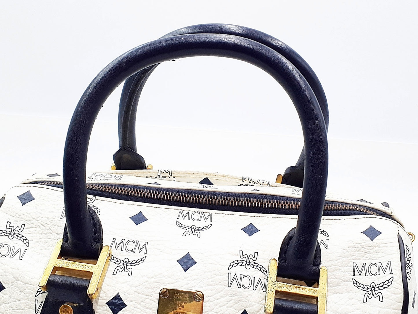 MCM 2-way strap logo leather handbag