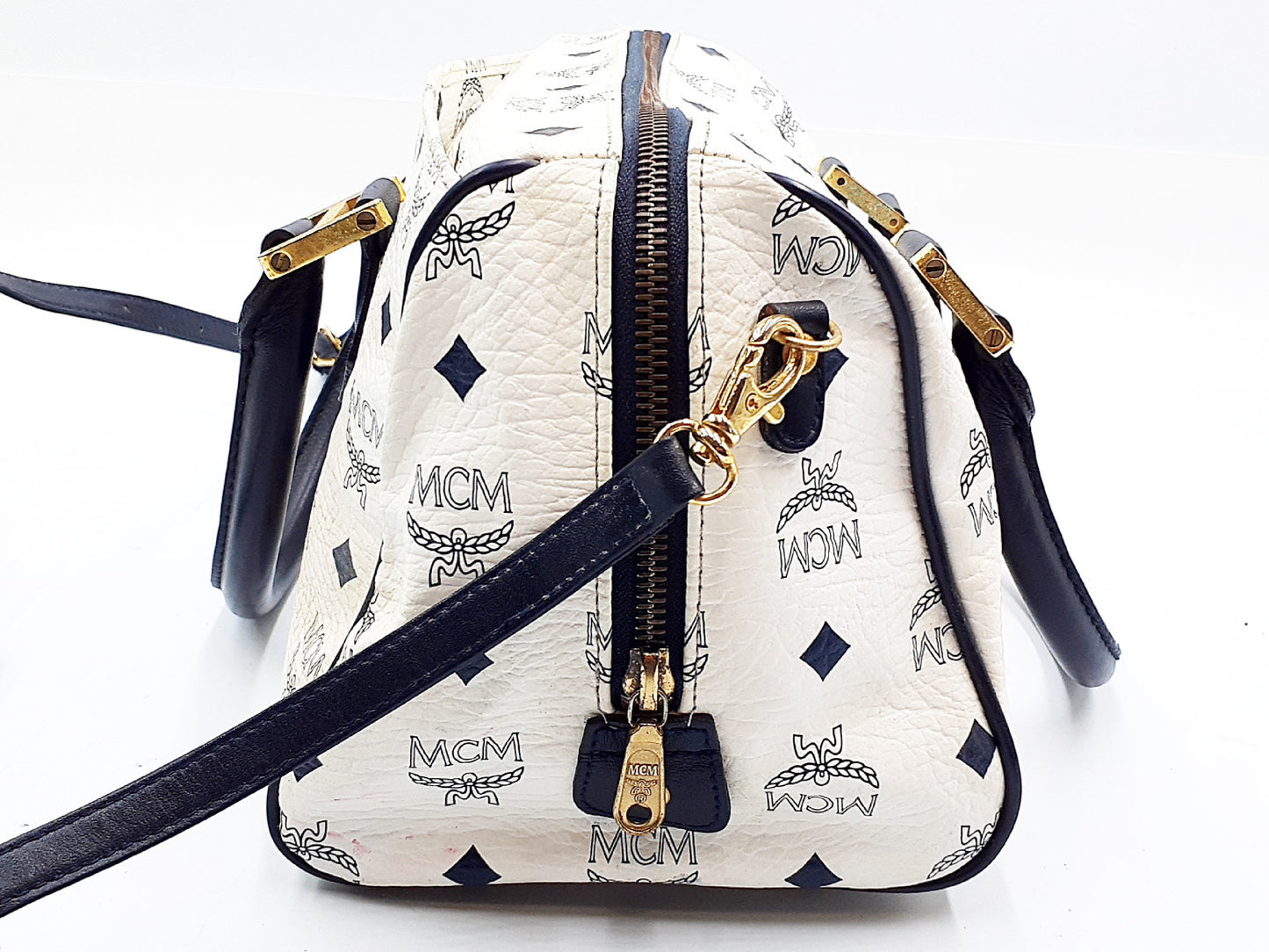 MCM 2-way strap logo leather handbag