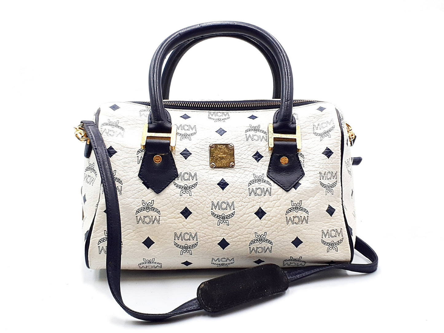 MCM 2-way strap logo leather handbag