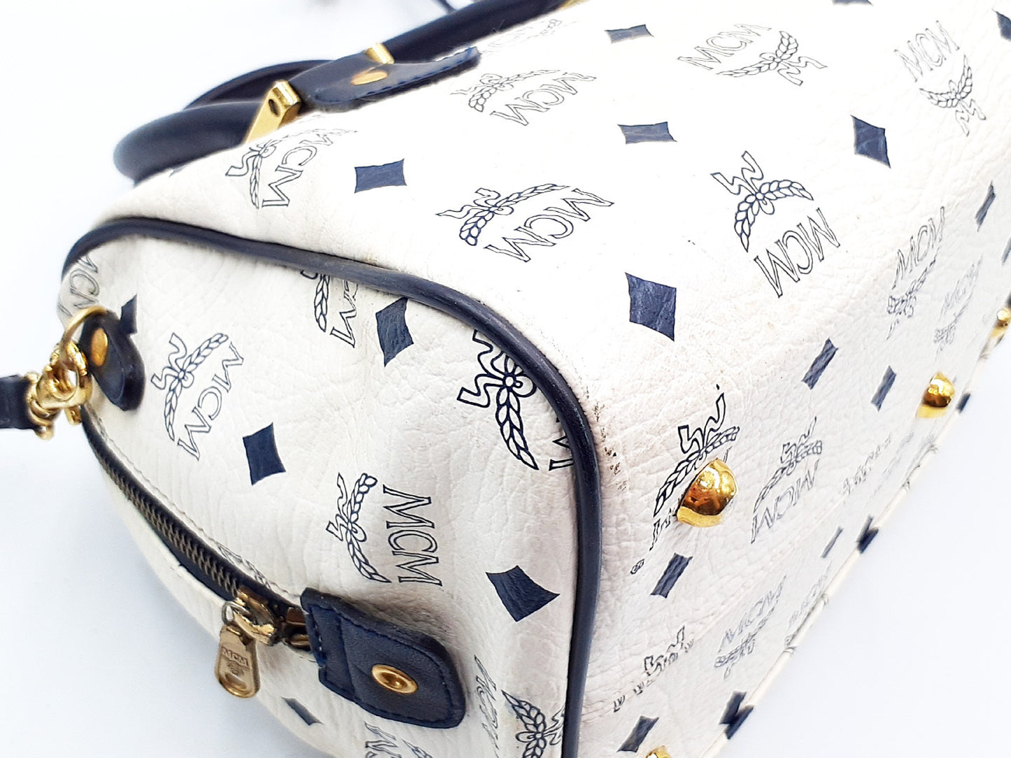 MCM 2-way strap logo leather handbag
