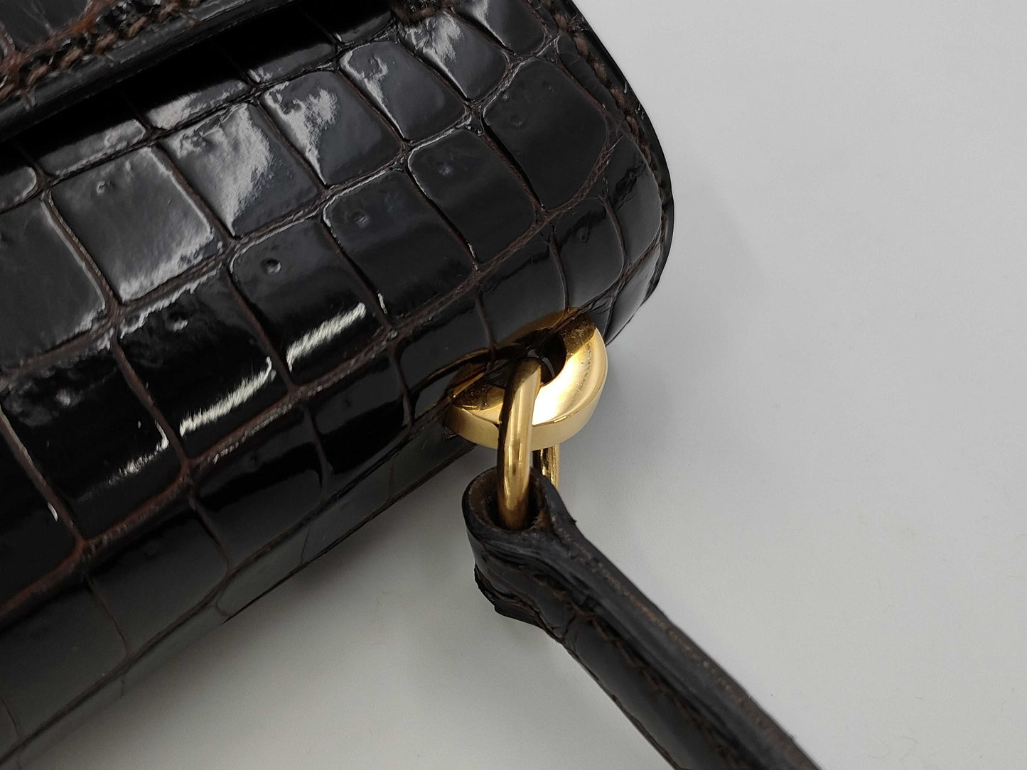 HERMES Mini Kelly Polosus Brown GP Shoulder Bag
