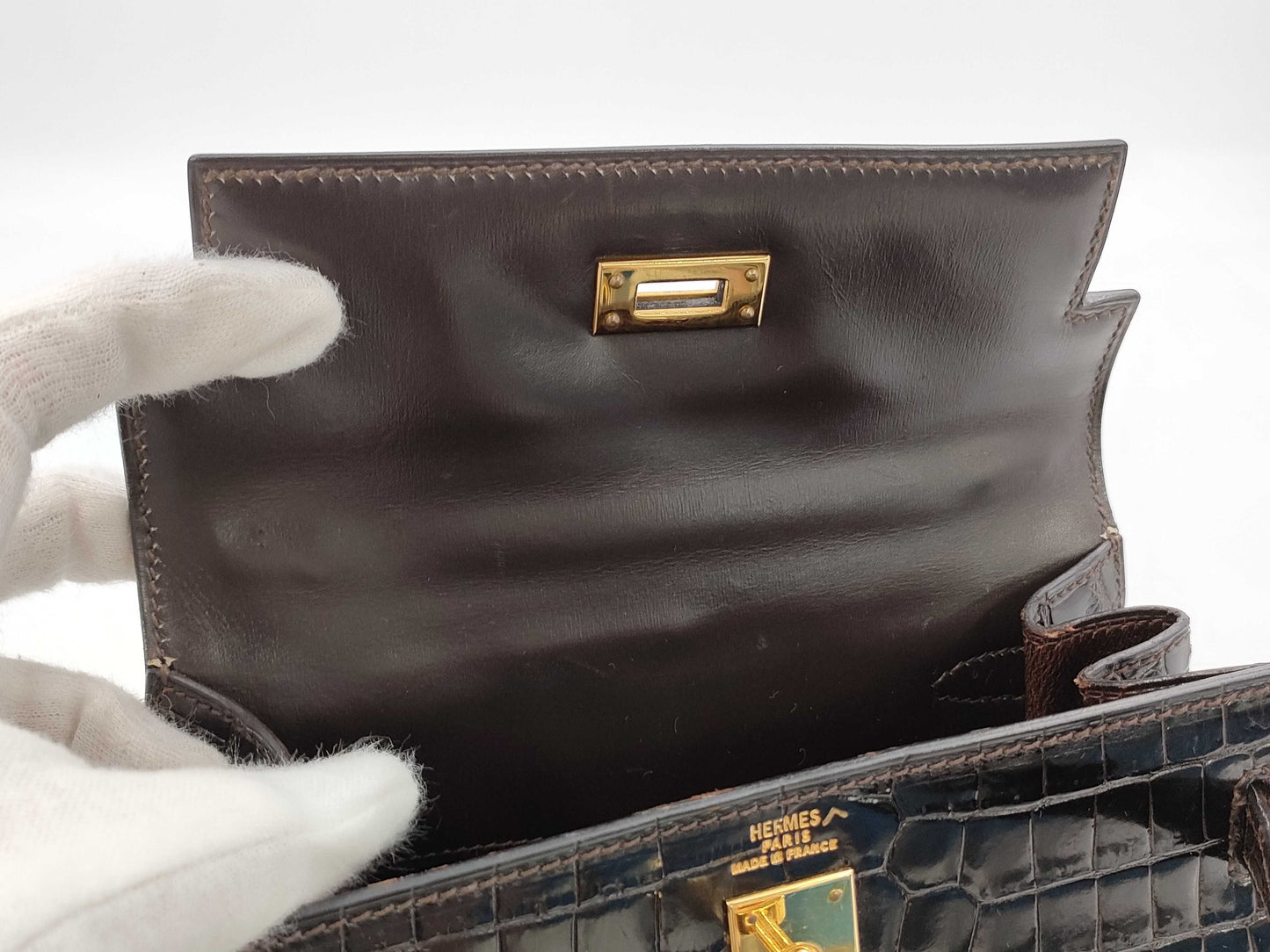 HERMES Mini Kelly Polosus Brown GP Shoulder Bag