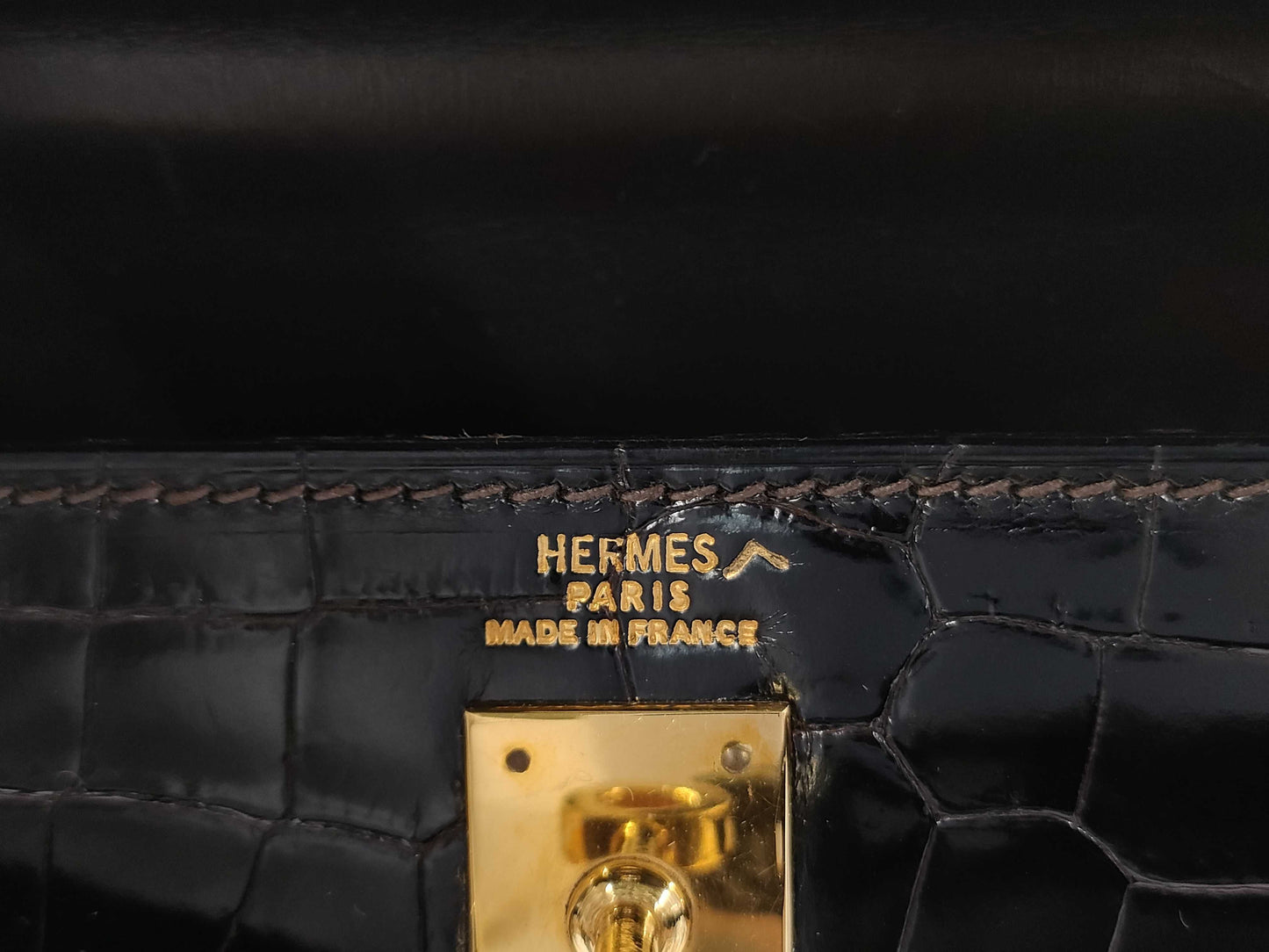 HERMES Mini Kelly Polosus Brown GP Shoulder Bag