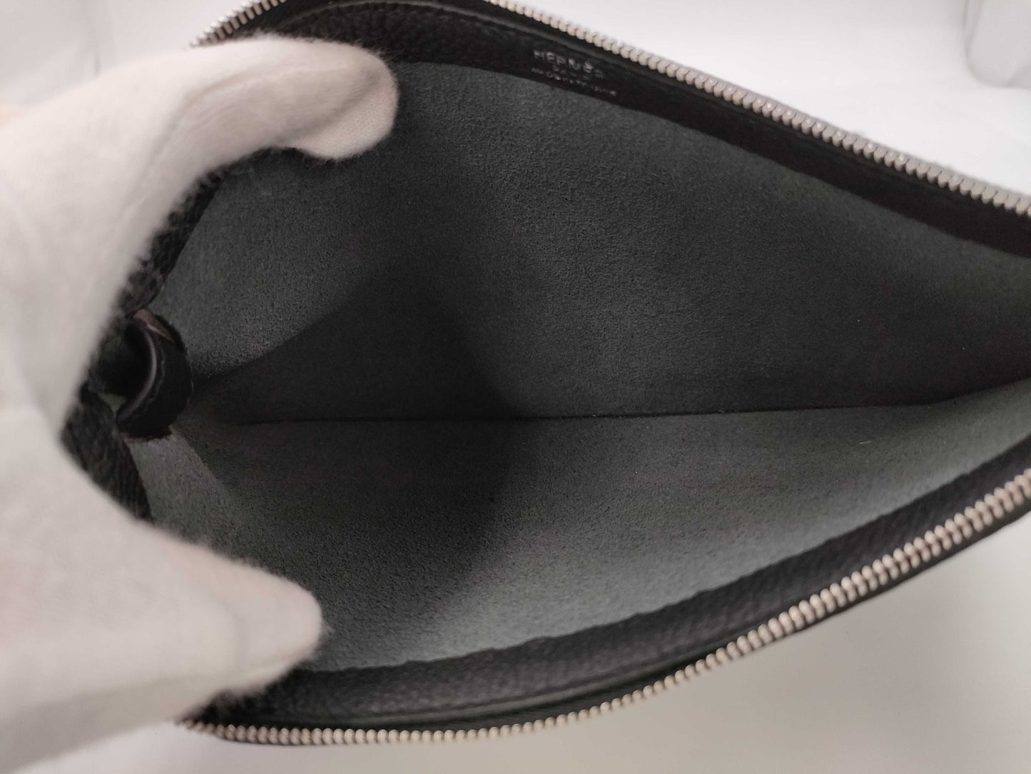 HERMES Cabavertiege 24 Togo Black Stainless Steel B Stamped Handbag