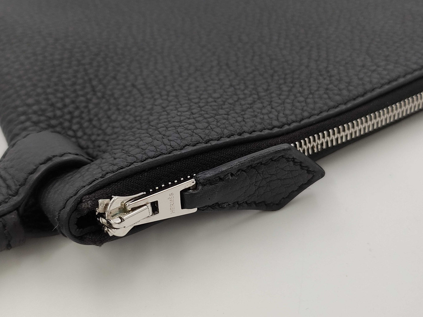 HERMES Cabavertiege 24 Togo Black Stainless Steel B Stamped Handbag