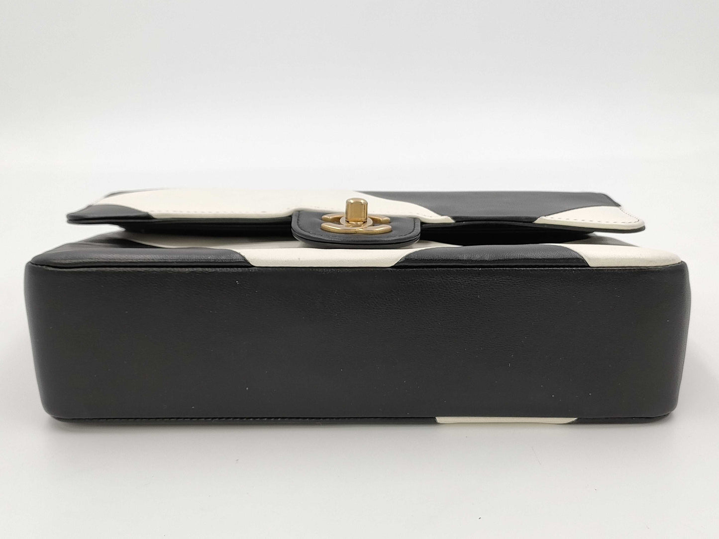 CHANEL W-Flap Two-Tone Calfskin Black and White GP Shoulder Bag