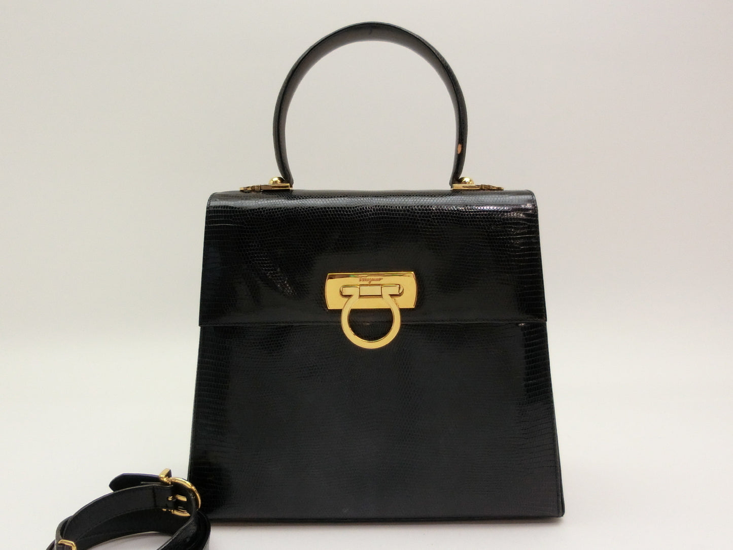 Salvatore Ferragamo Gancini Lizard 2-Way Handbag