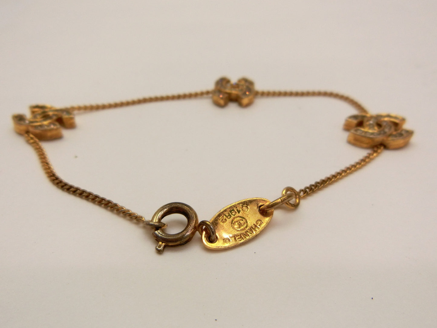 CHANEL Coco Mark Rhinestone Bracelet/Bangle