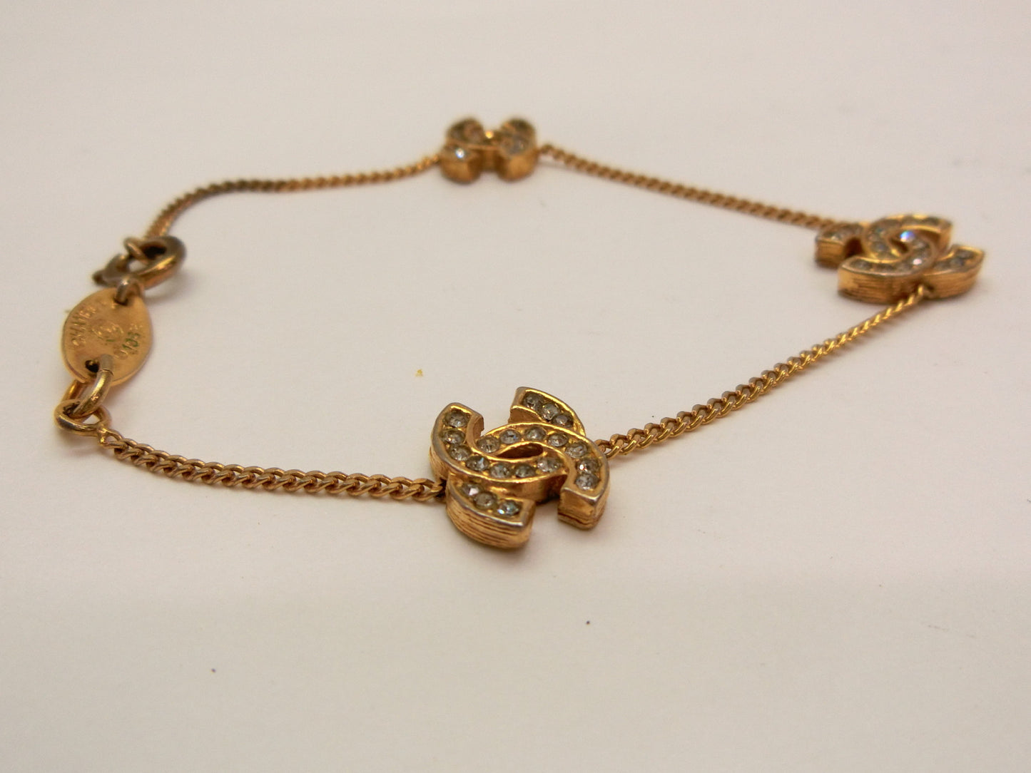 CHANEL Coco Mark Rhinestone Bracelet/Bangle