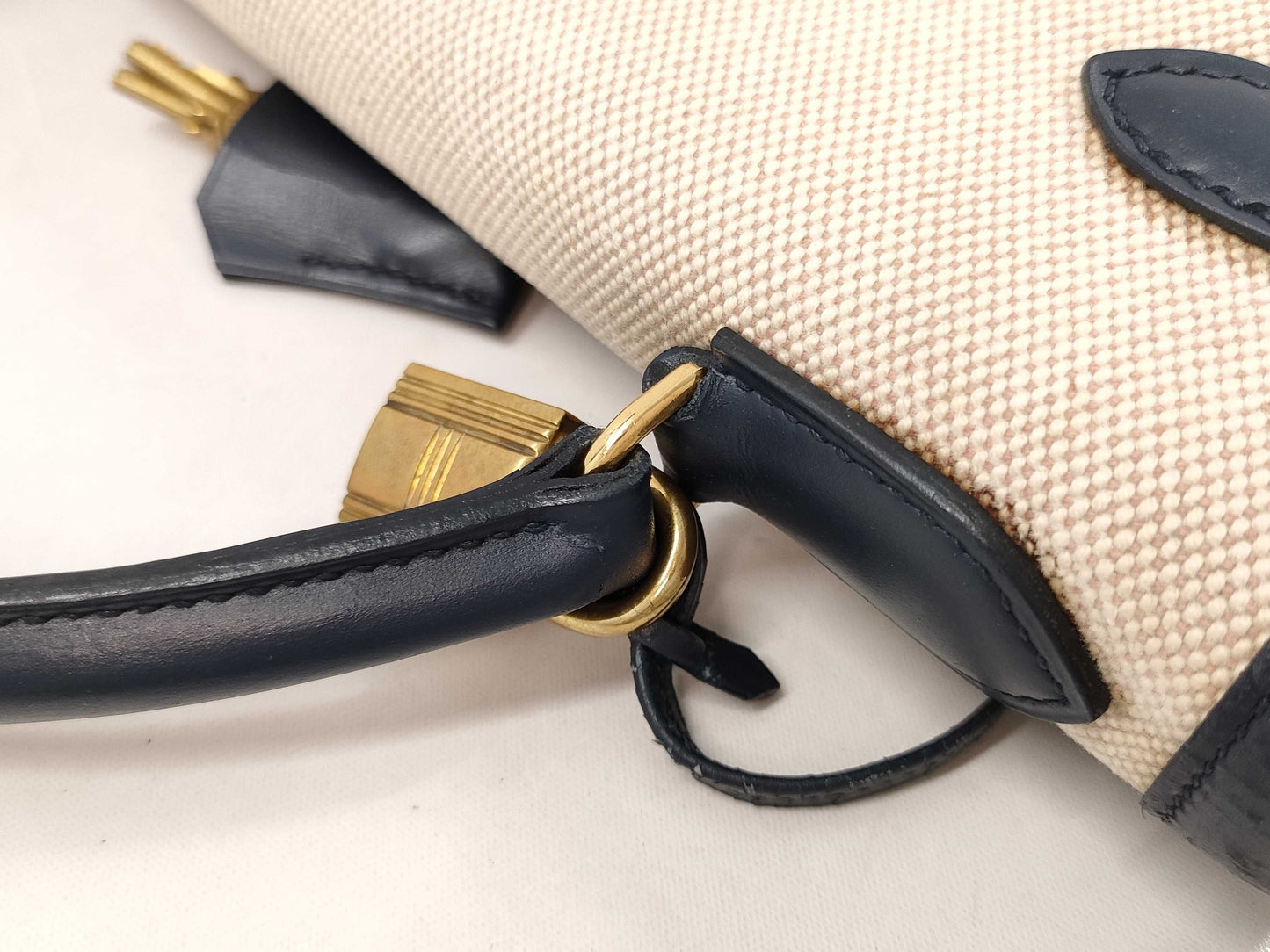 HERMES Kelly 32 Toile H Handbag