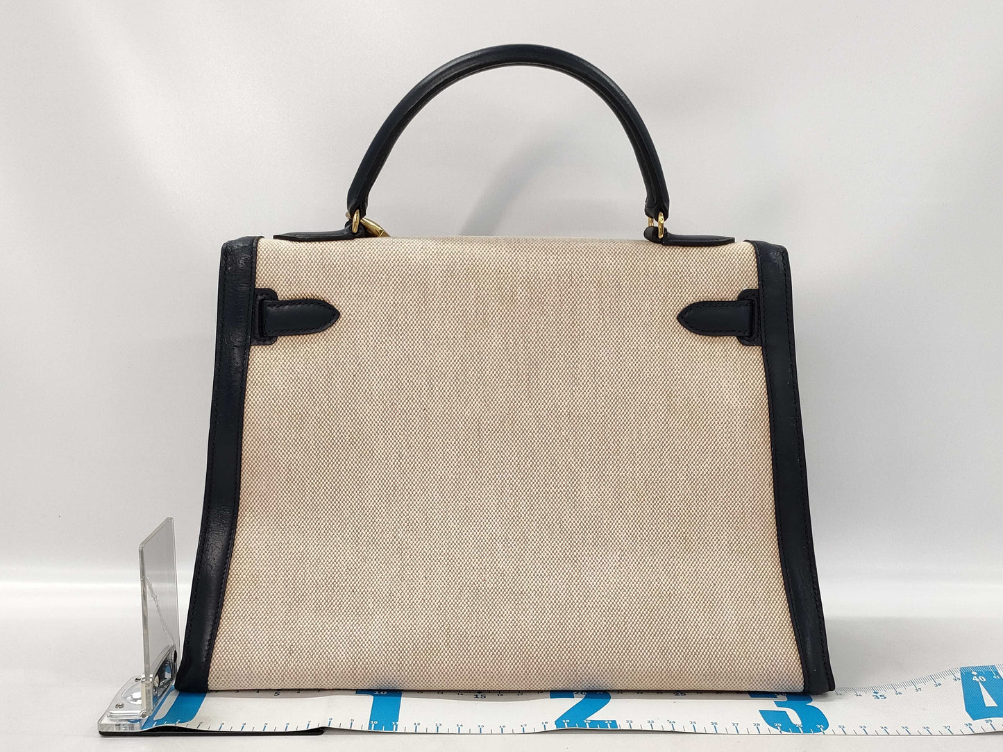 HERMES Kelly 32 Toile H Handbag