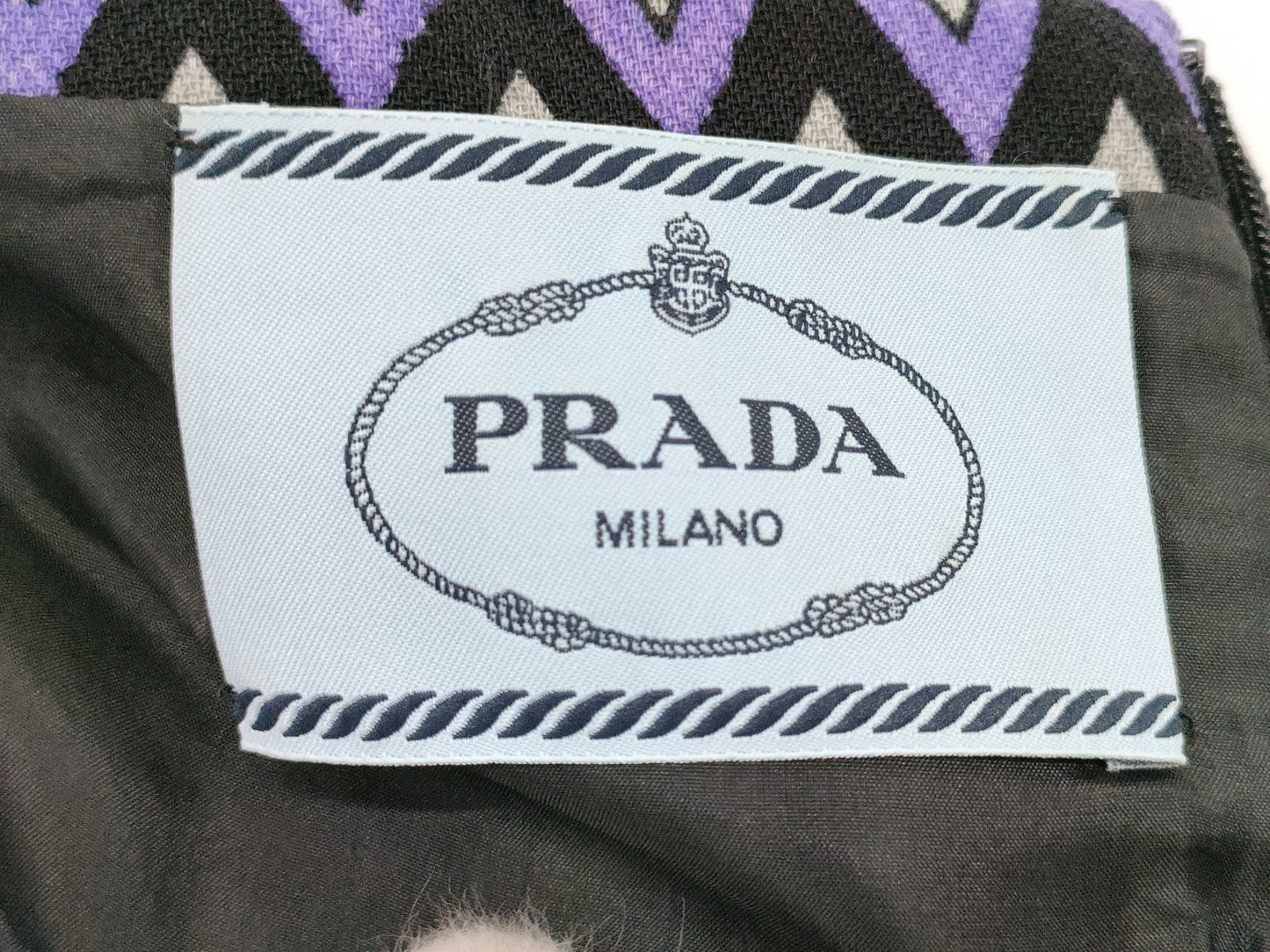 PRADA Prada Jacquard Wool Long Dress, Geometric Pattern, Size 38