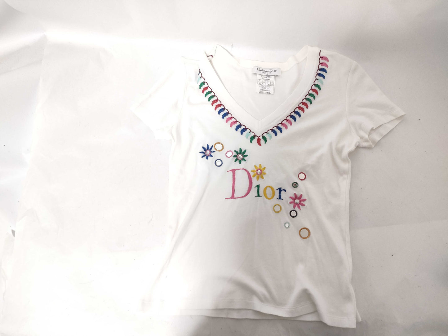 Christian Dior Galliano-era T-shirt with embroidered mirror detailing