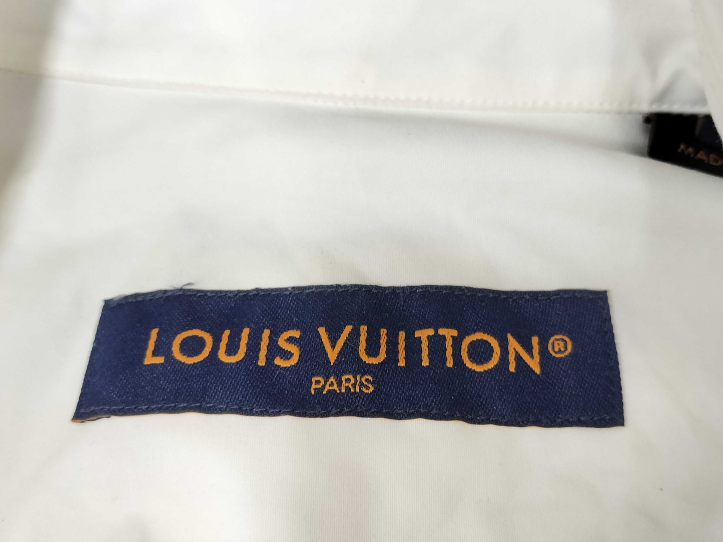 LOUIS VUITTON LOUIS VUITTON current tag pearl button blue tag blouse back logo embroidery shirt