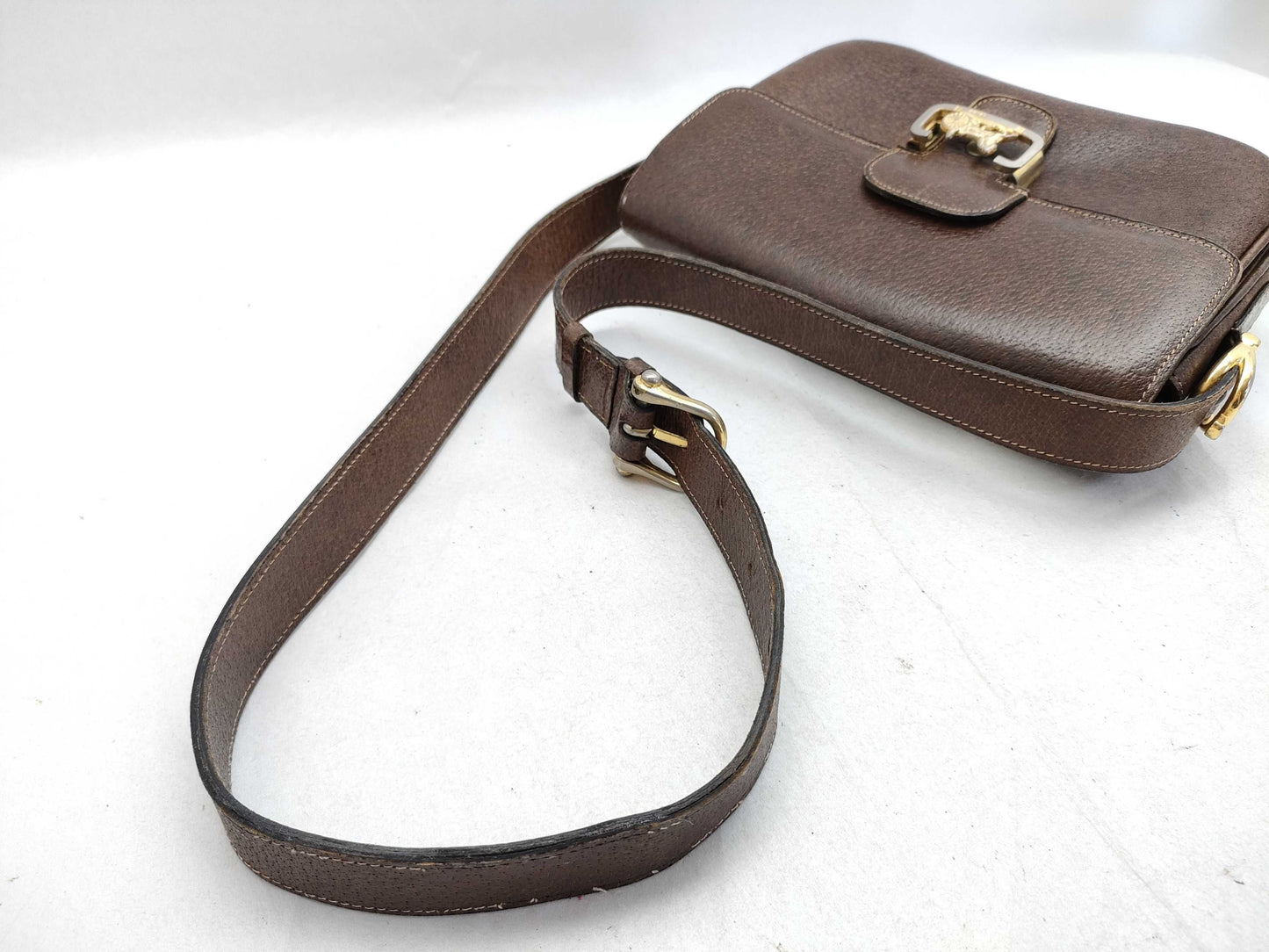 CELINE Leather Carriage Shoulder Bag