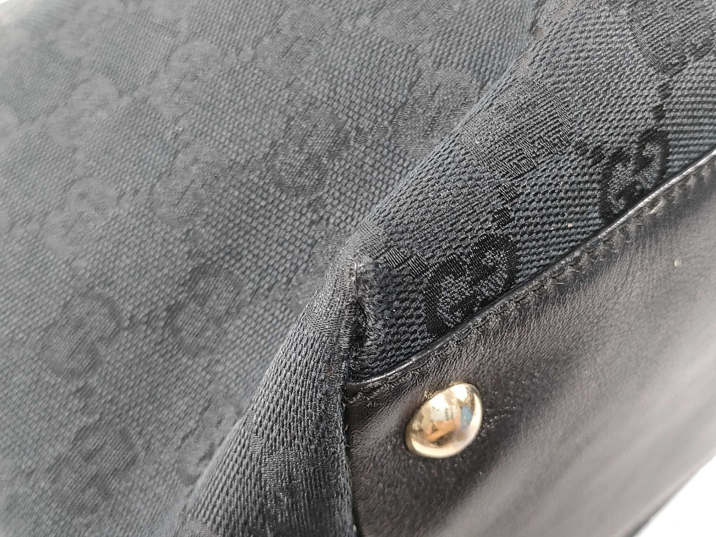 GUCCI Gucci Tote Bag GG Canvas Black G Metal Logo Tote Bag