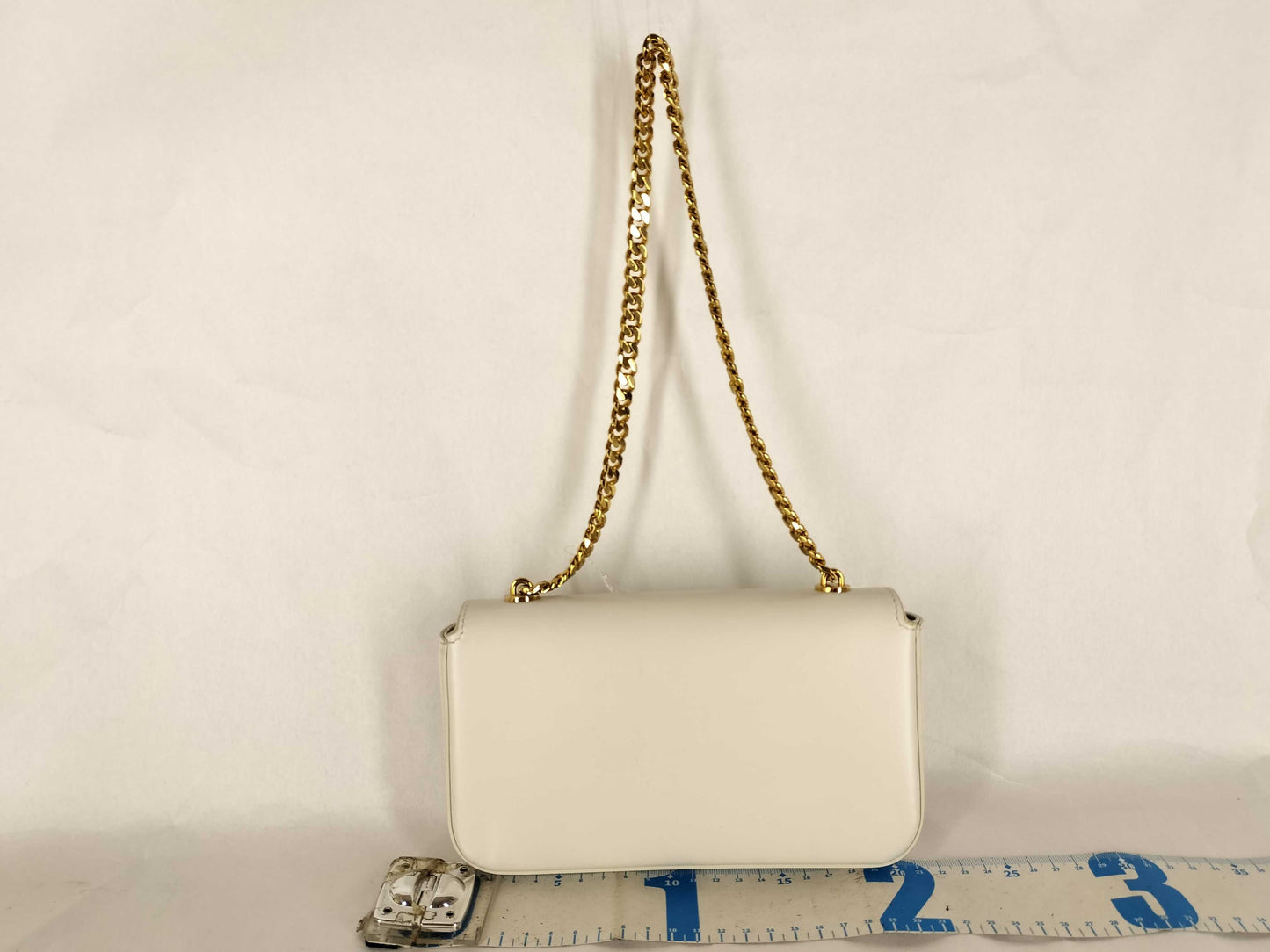 CELINE Triomphe Cuir Chain Shoulder Bag White