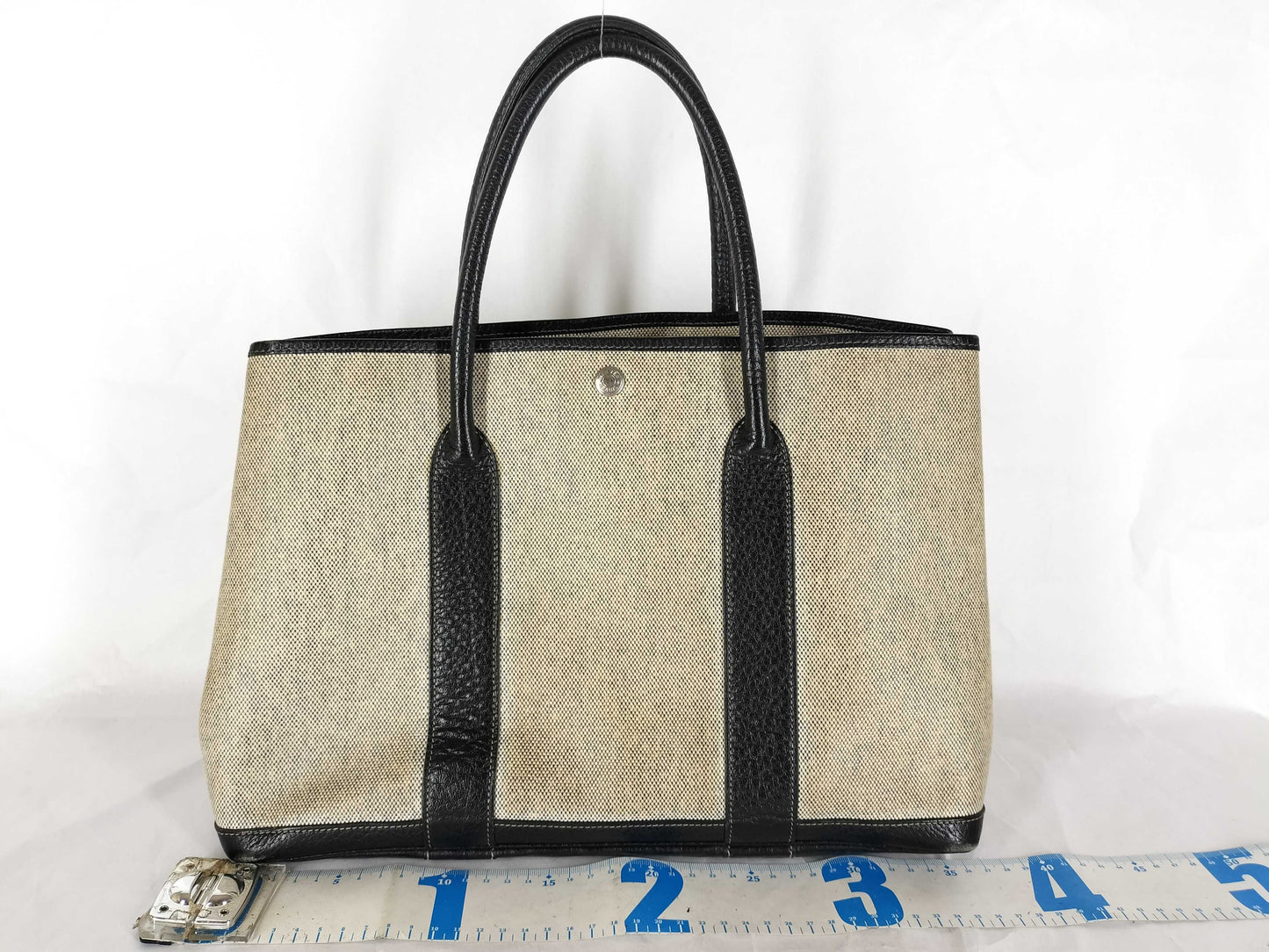 HERMES Garden Party PM Gray Handbag with P Hardware