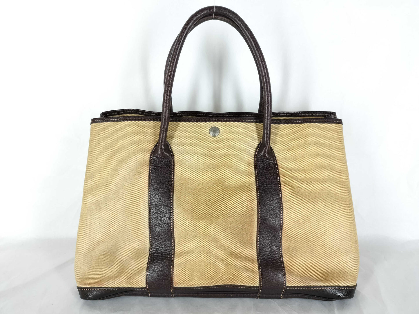 HERMES Garden Party PM Handbag in Ivory with F Engraving and P Hardware