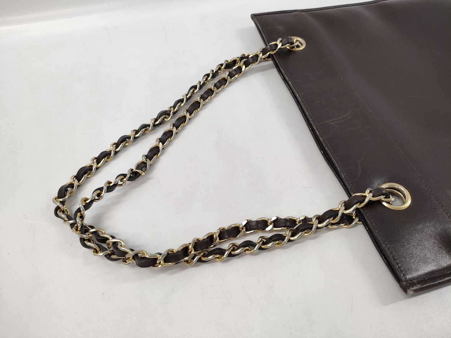 CHANEL Chanel Chain Shoulder/Brown Tote Bag
