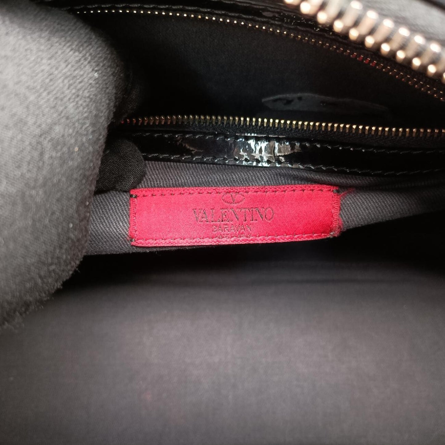 VALENTINO Rockstud Black Patent Shoulder Bag