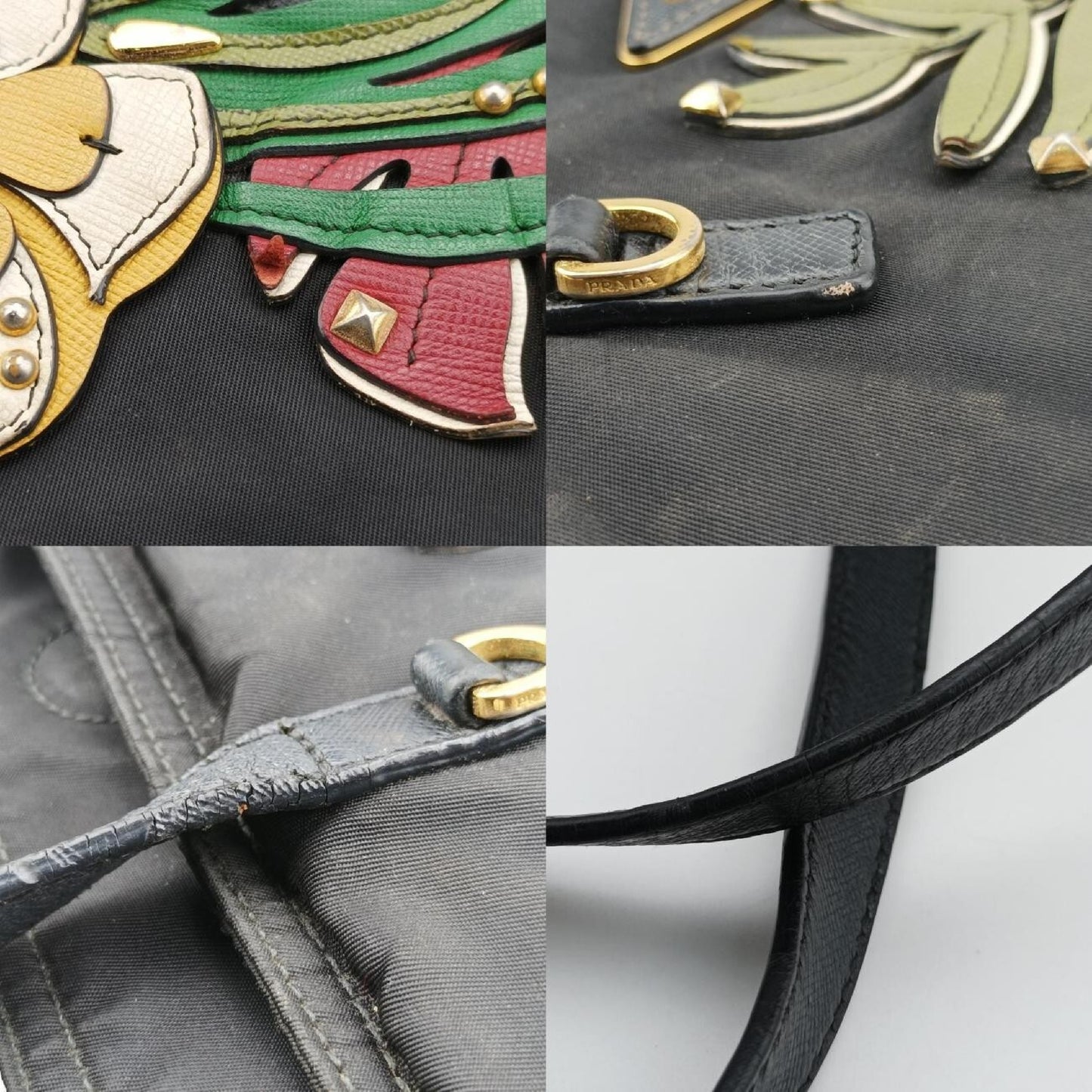 PRADA Toucan Collage Black Polyamide 110 P Shoulder Bag