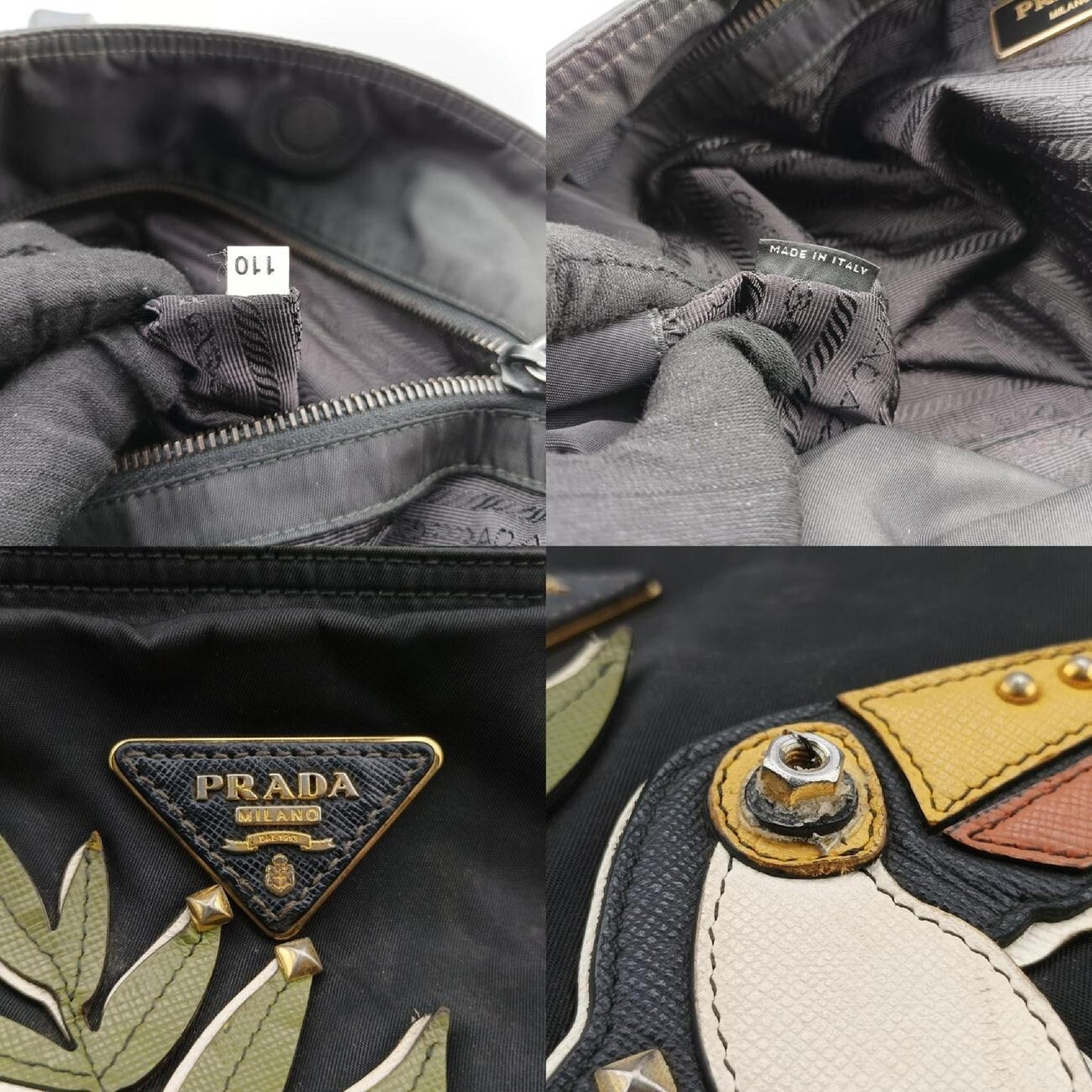 PRADA Toucan Collage Black Polyamide 110 P Shoulder Bag